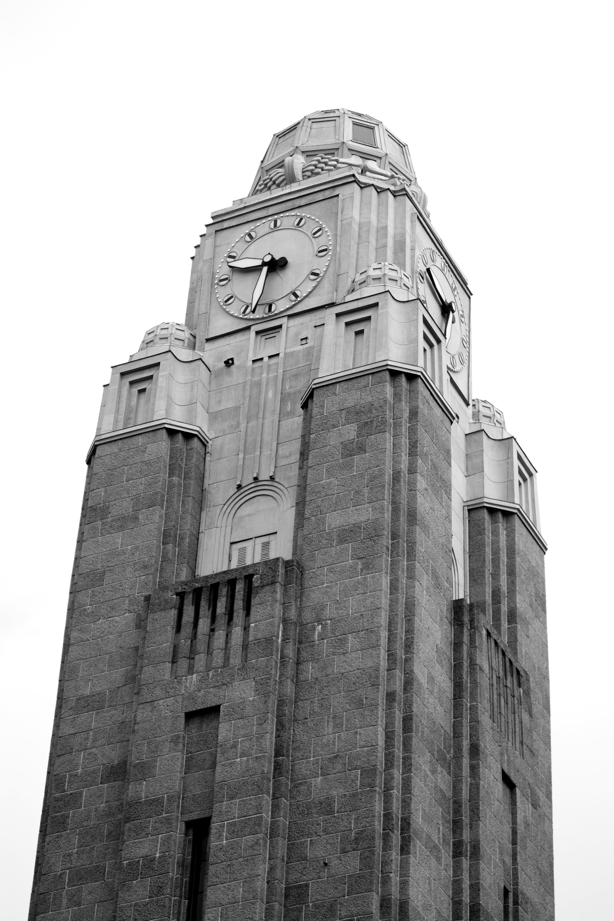 Classic art deco architecture building black and white image