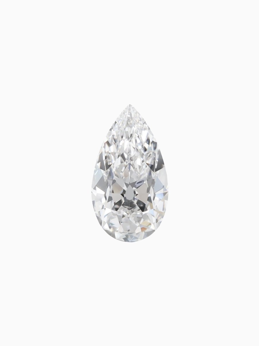 Pear-shaped diamond on a white background