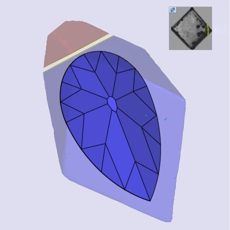 topographical render of diamond pear