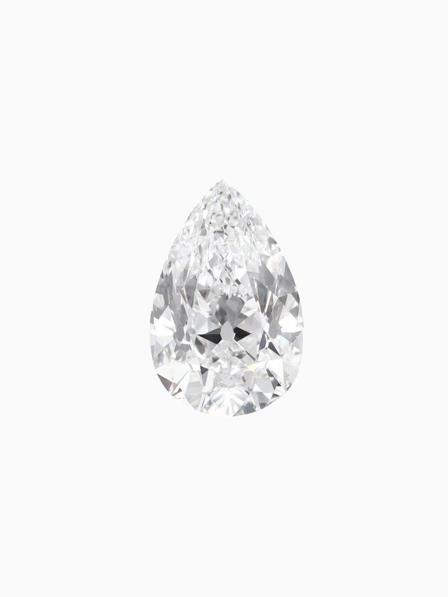 Pear-shaped diamond on a white background