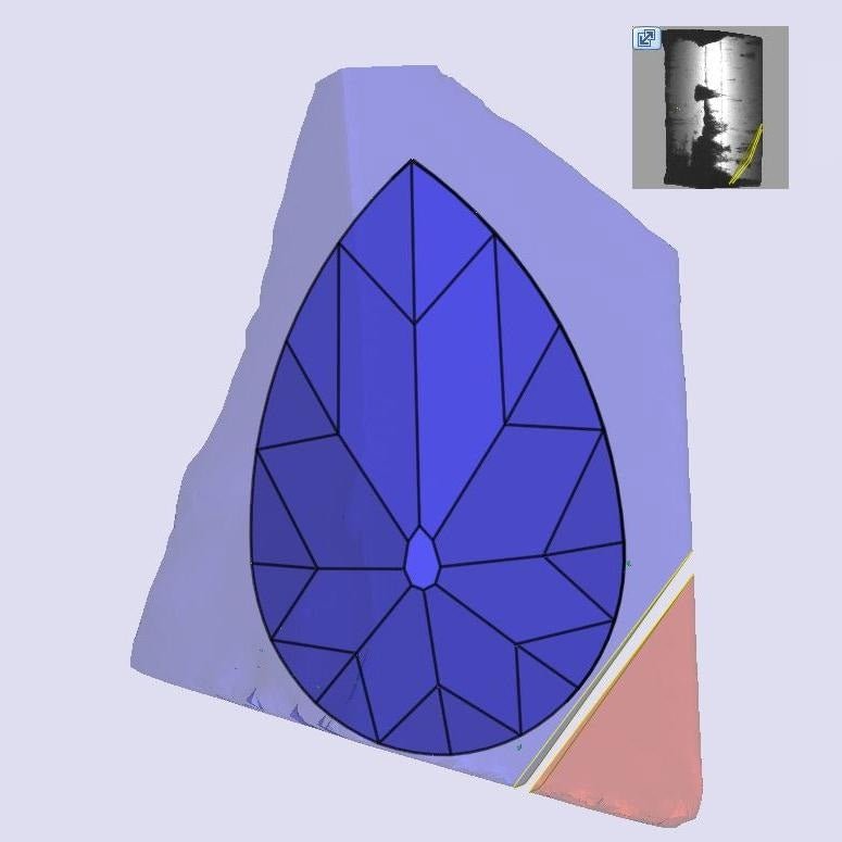 topographical render of diamond pear