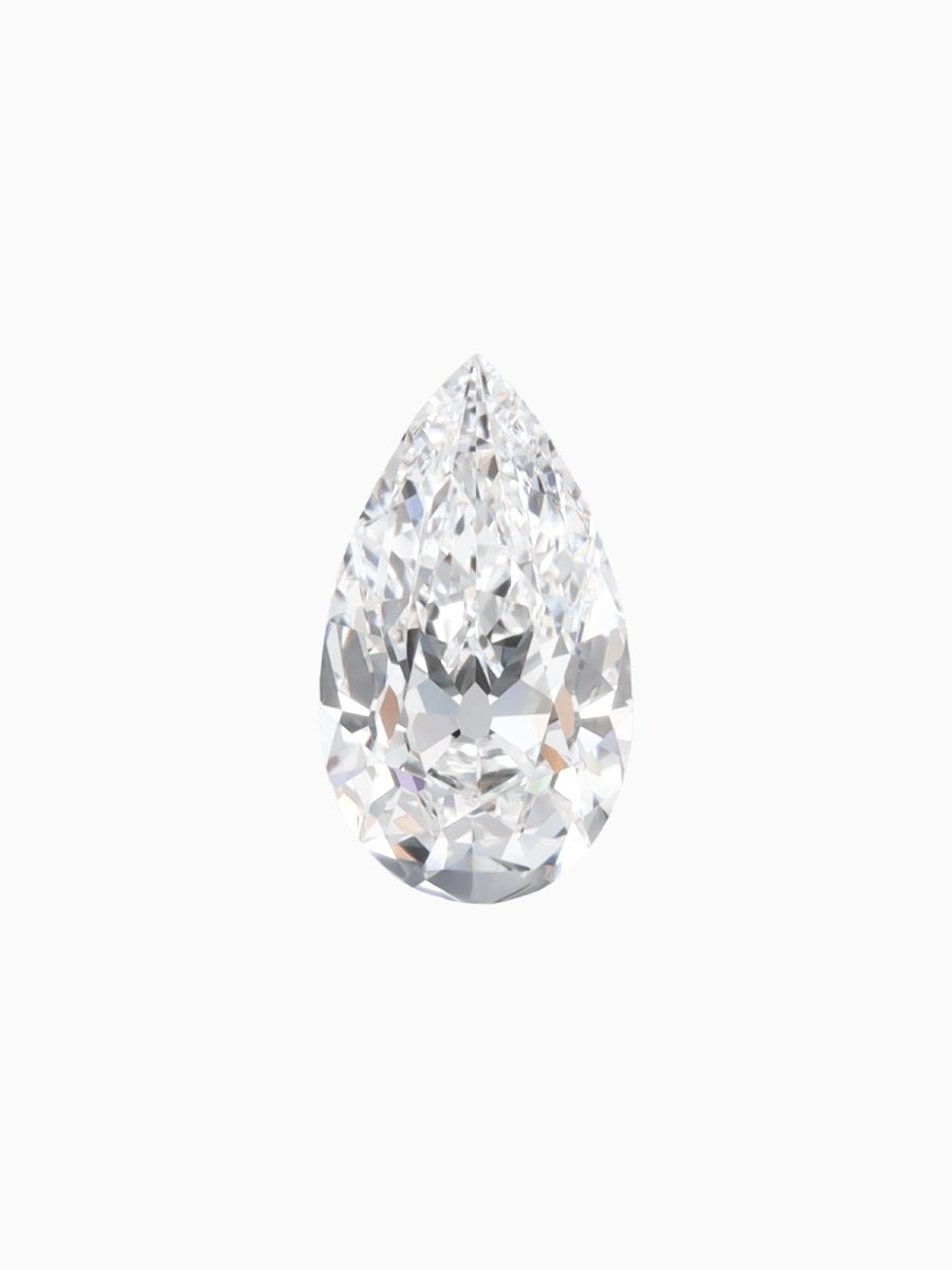 Pear-shaped diamond on a white background