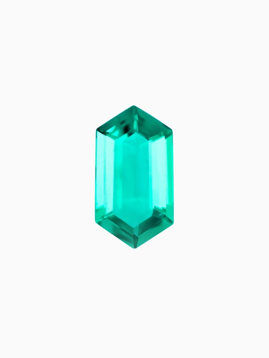 Hiddenspace Loose gemstone lab grown hexagon cut sustainable conflict-free emerald customize your engagement ring