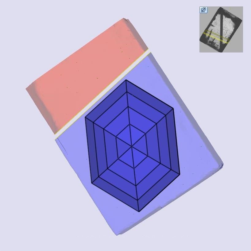 blue topographical render of hexagon gem