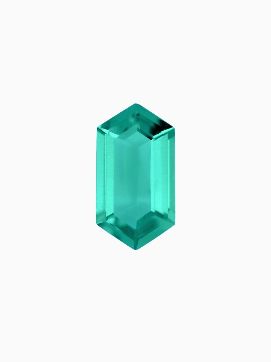 Hiddenspace Loose gemstone lab grown hexagon cut sustainable conflict-free emerald customize your engagement ring