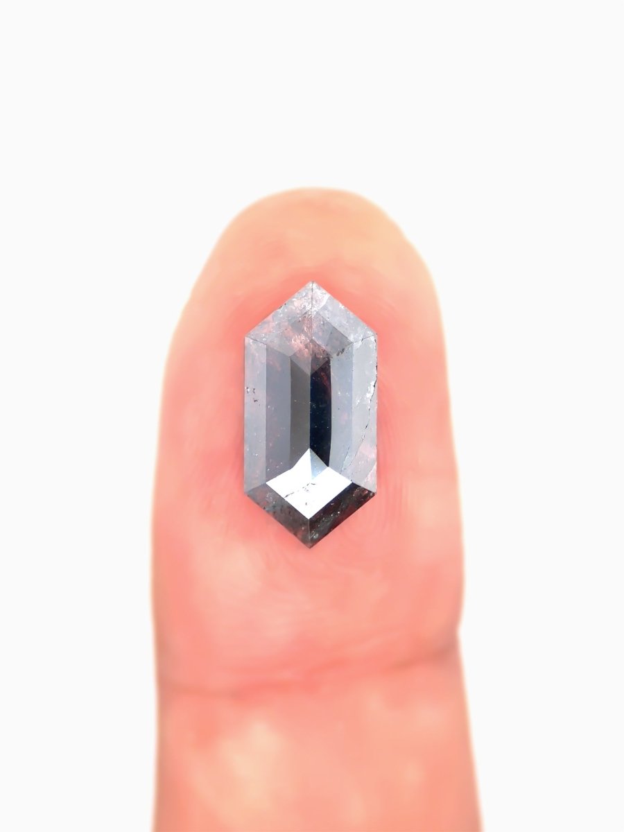 salt pepper hexagon on finger