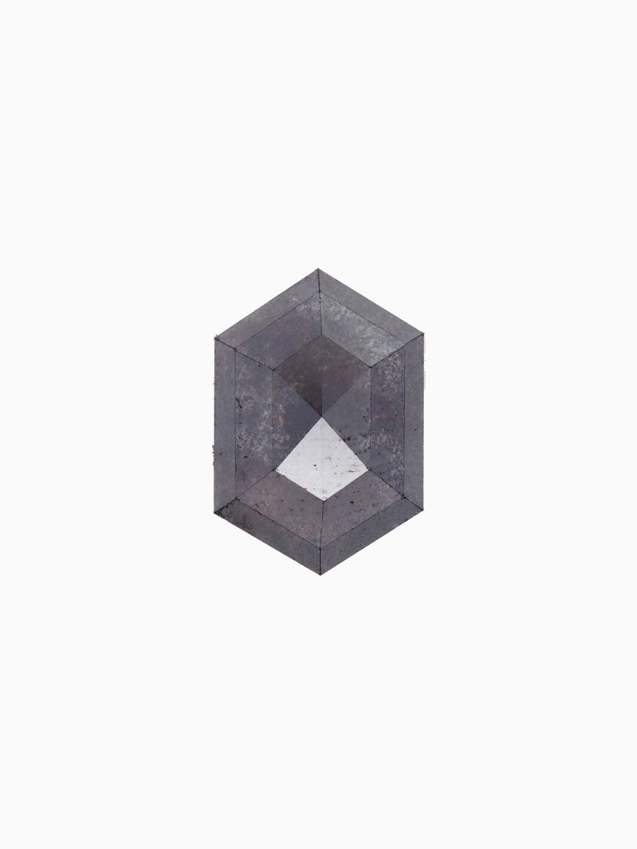 face view of loose lab-grown hexagon salt pepper diamond gemstone