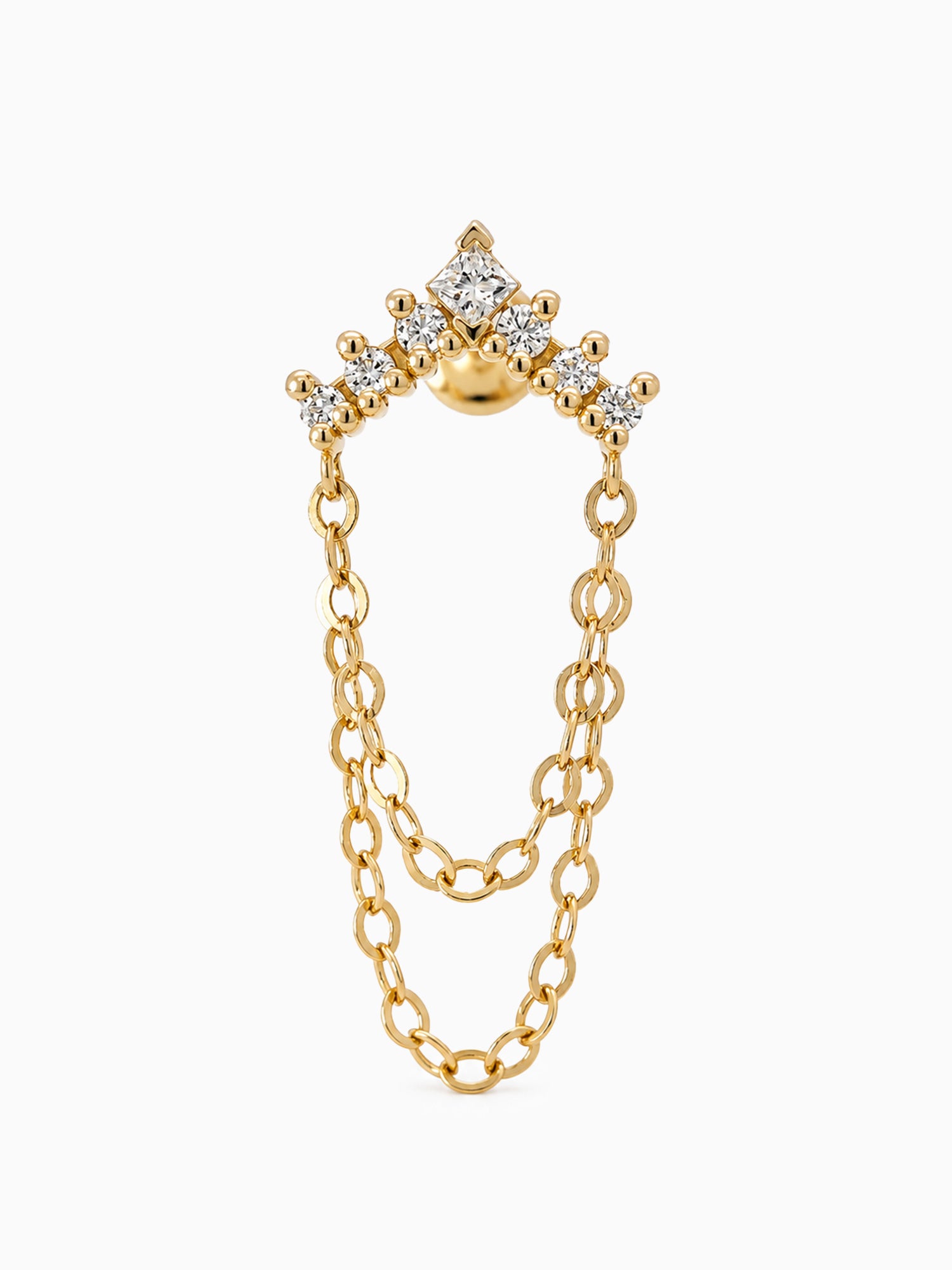 Art deco fine jewelry diamond piercing earring chain piercing unique architectural design