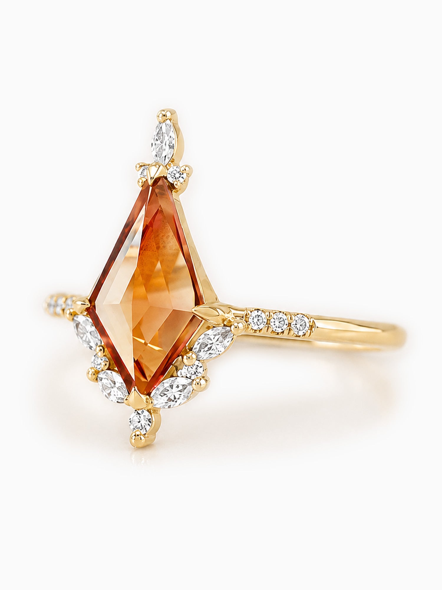 Red sapphire rose cut engagement ring diamond wedding ring 14k yellow gold art deco architectural wedding ring