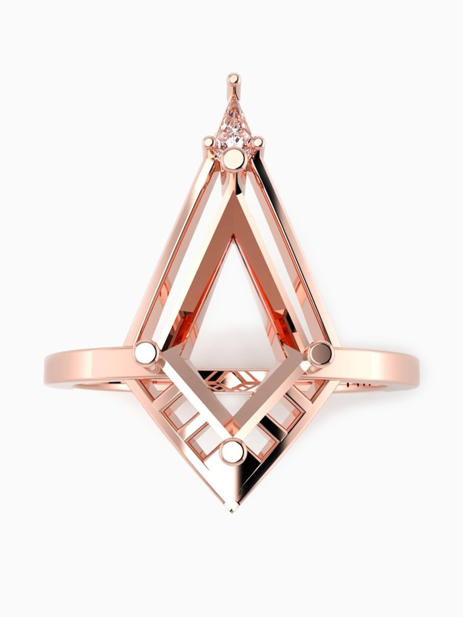 14K Rose Gold Kite engagement ring fine jewelry wedding ring