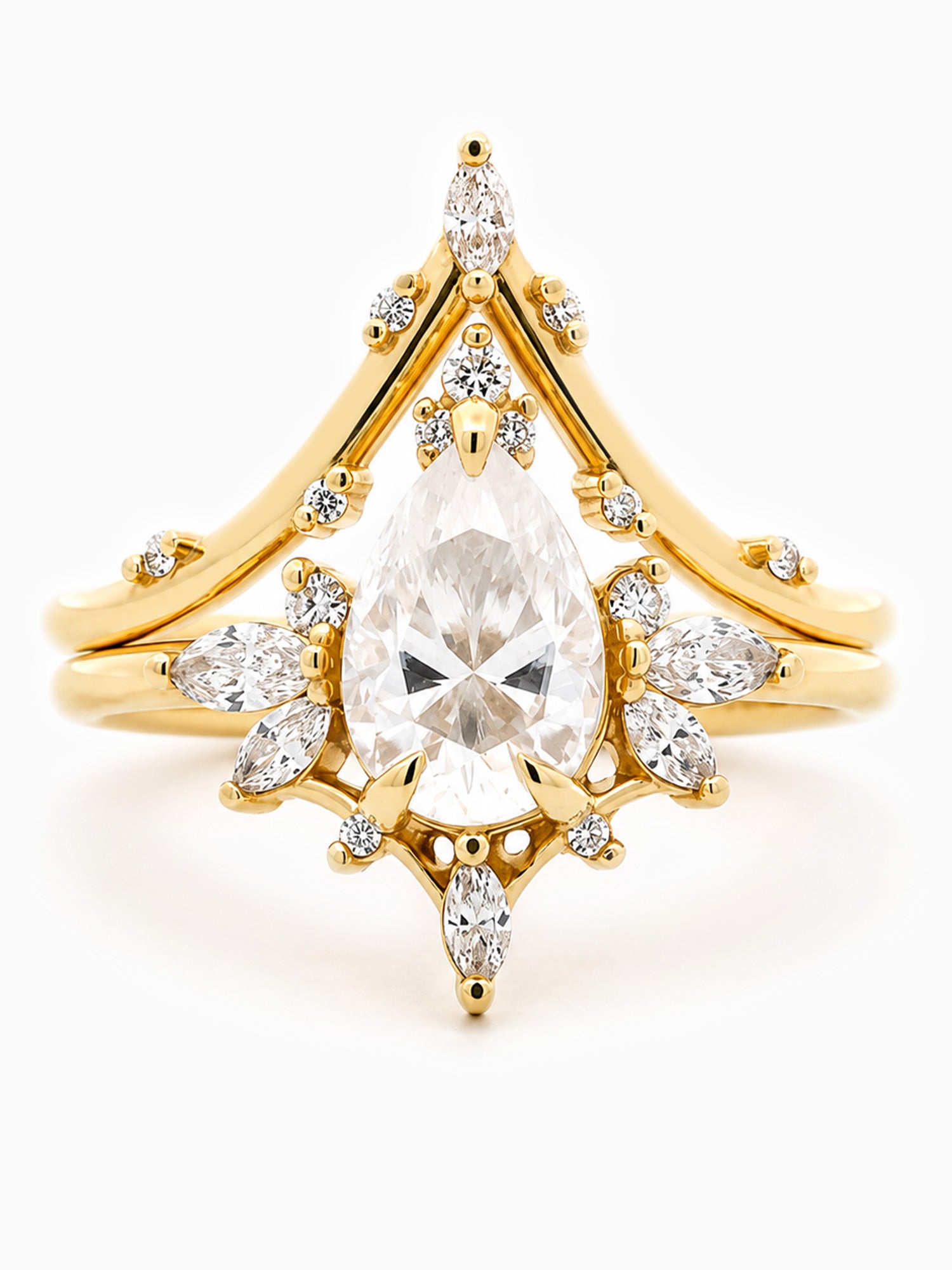 Pear engagement ring diamond fine jewelry wedding ring set