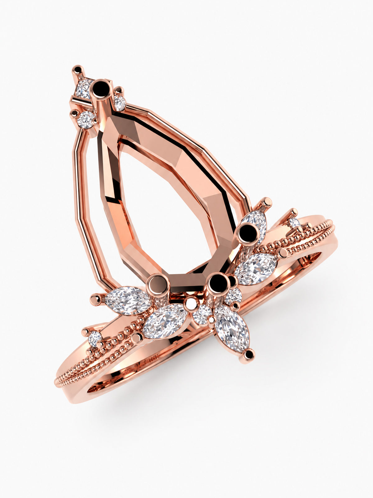 Diamond fine jewelry Pear Diamond engagement ring Marquise wedding ring 14k rose gold