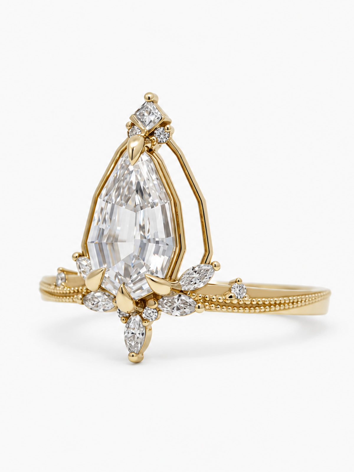 Unique alternative bridal jewelry Geometric engagement ring modern art deco proposal ring one-of-a-kind engagement ring