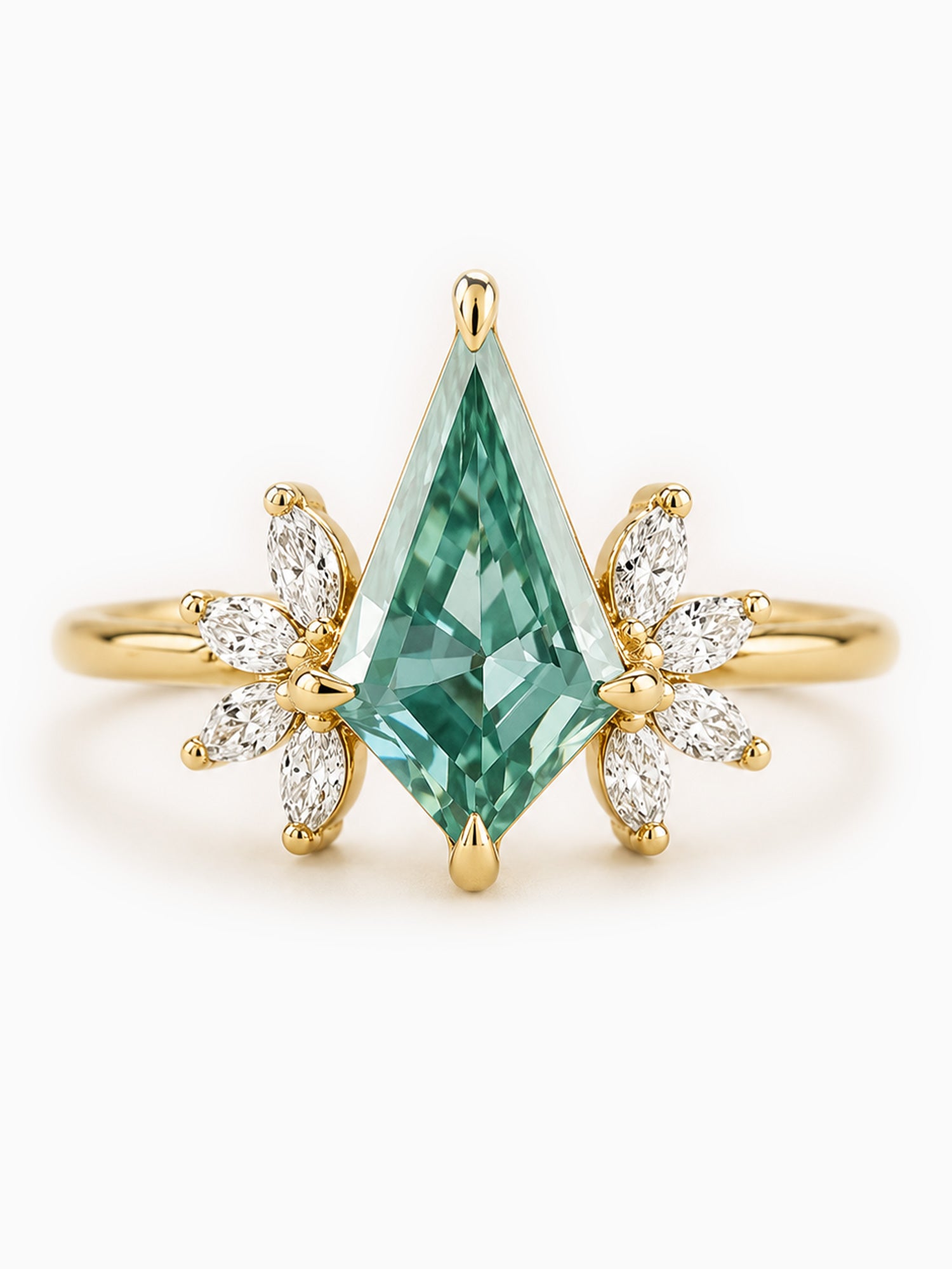 Green Moissanite kite engagement ring wedding ring fine jewelry diamond ring
