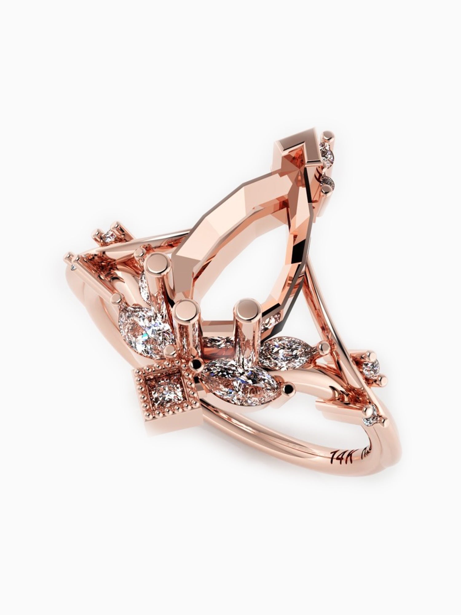 Diamond engagement ring wedding ring proposal ring art deco architectural ring