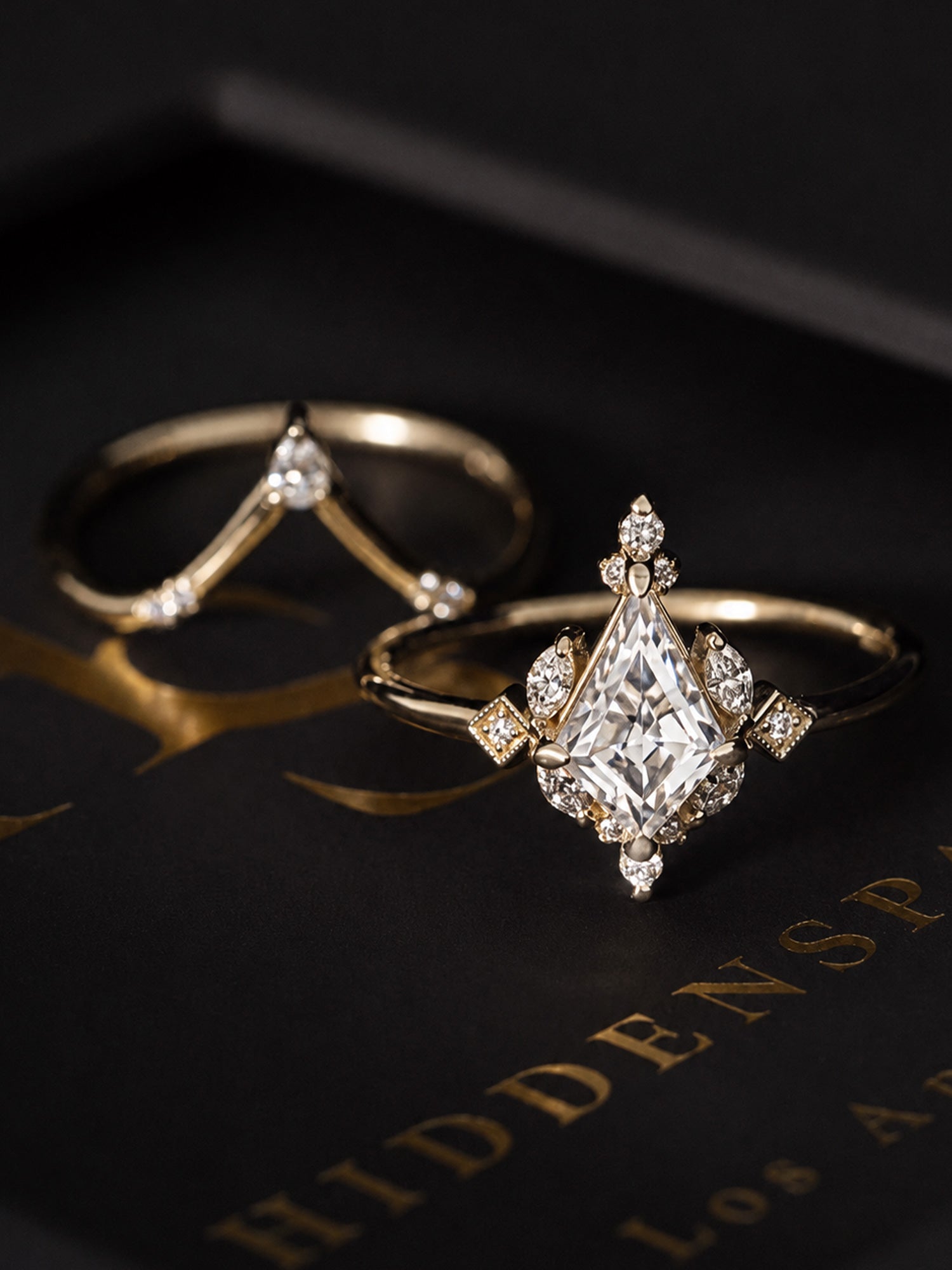 Kite Diamond engagement ring fine jewelry wedding ring set stacking band
