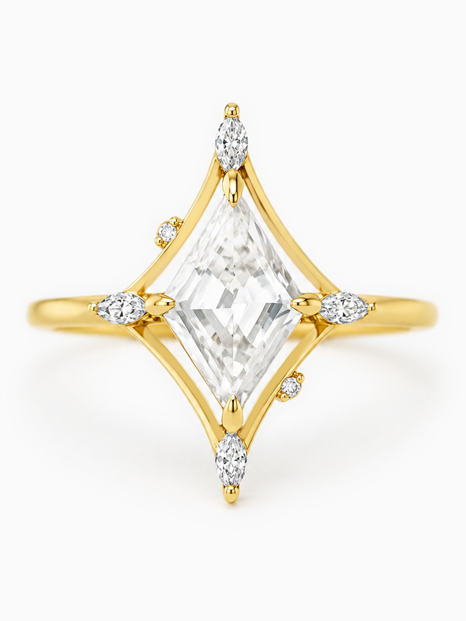 Kite Moissanite engagement ring unique art deco fine jewelry wedding ring