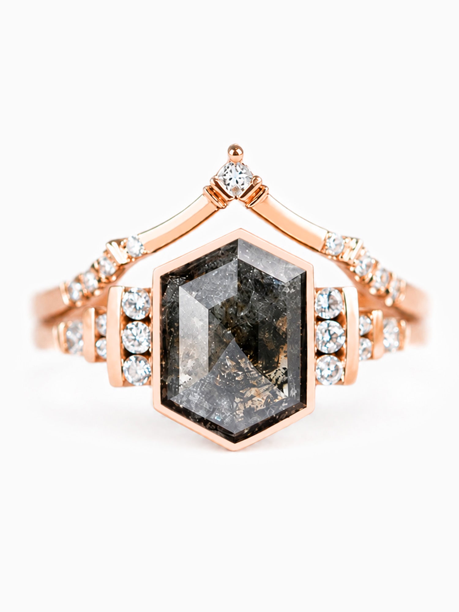 Delcy ring salt and pepper diamond engagement ring set