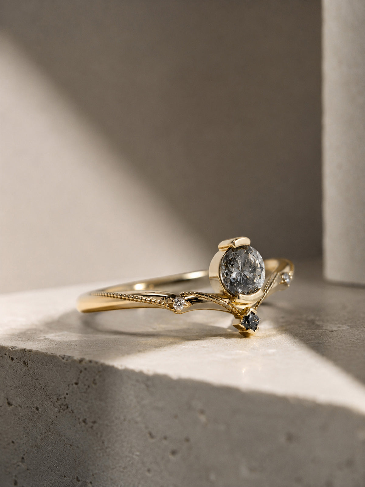 Unique modern art deco statement ring gift for her fine jewelry unique ring