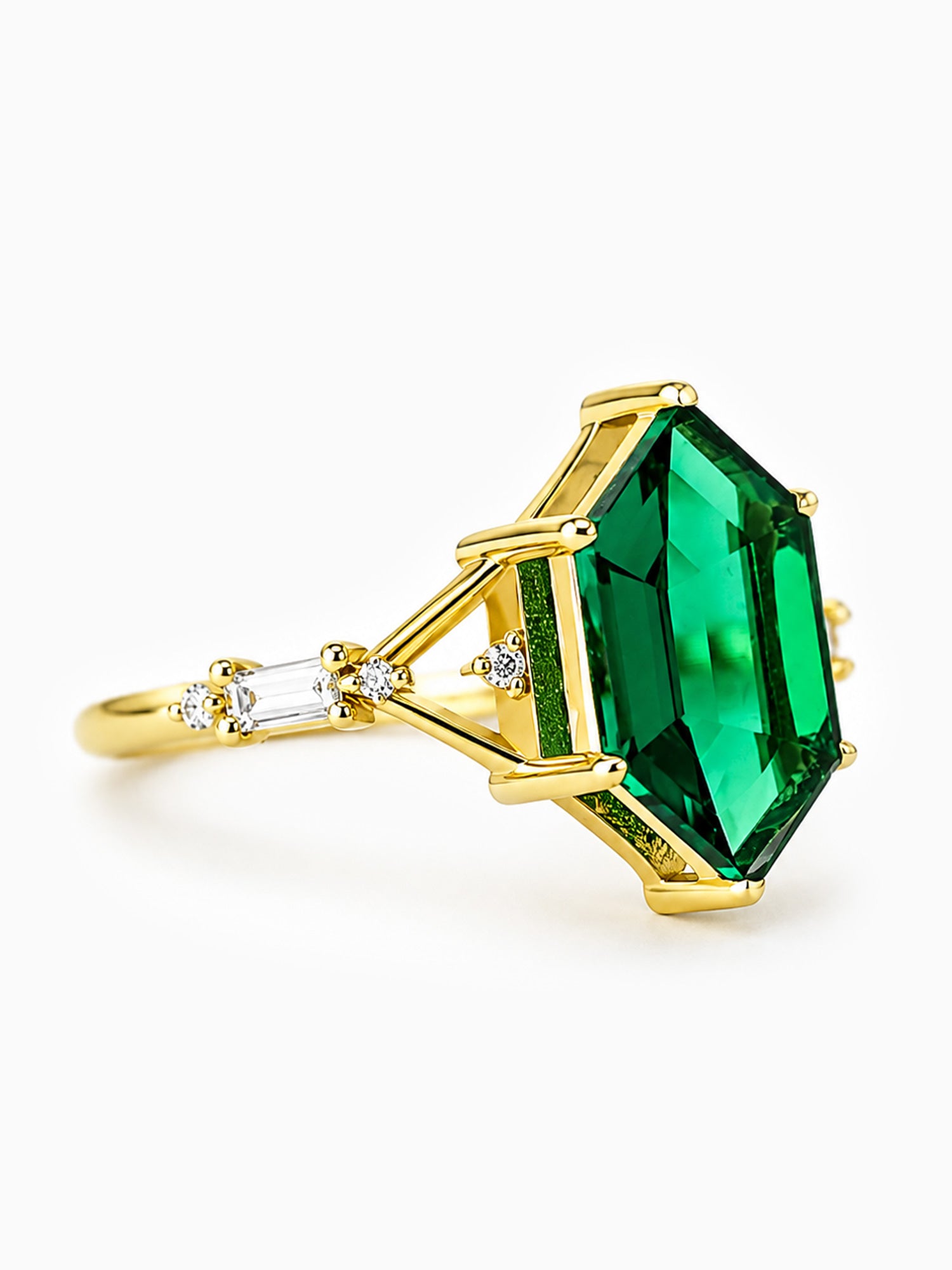 Green Emerald Ethereal ring diamond wedding ring