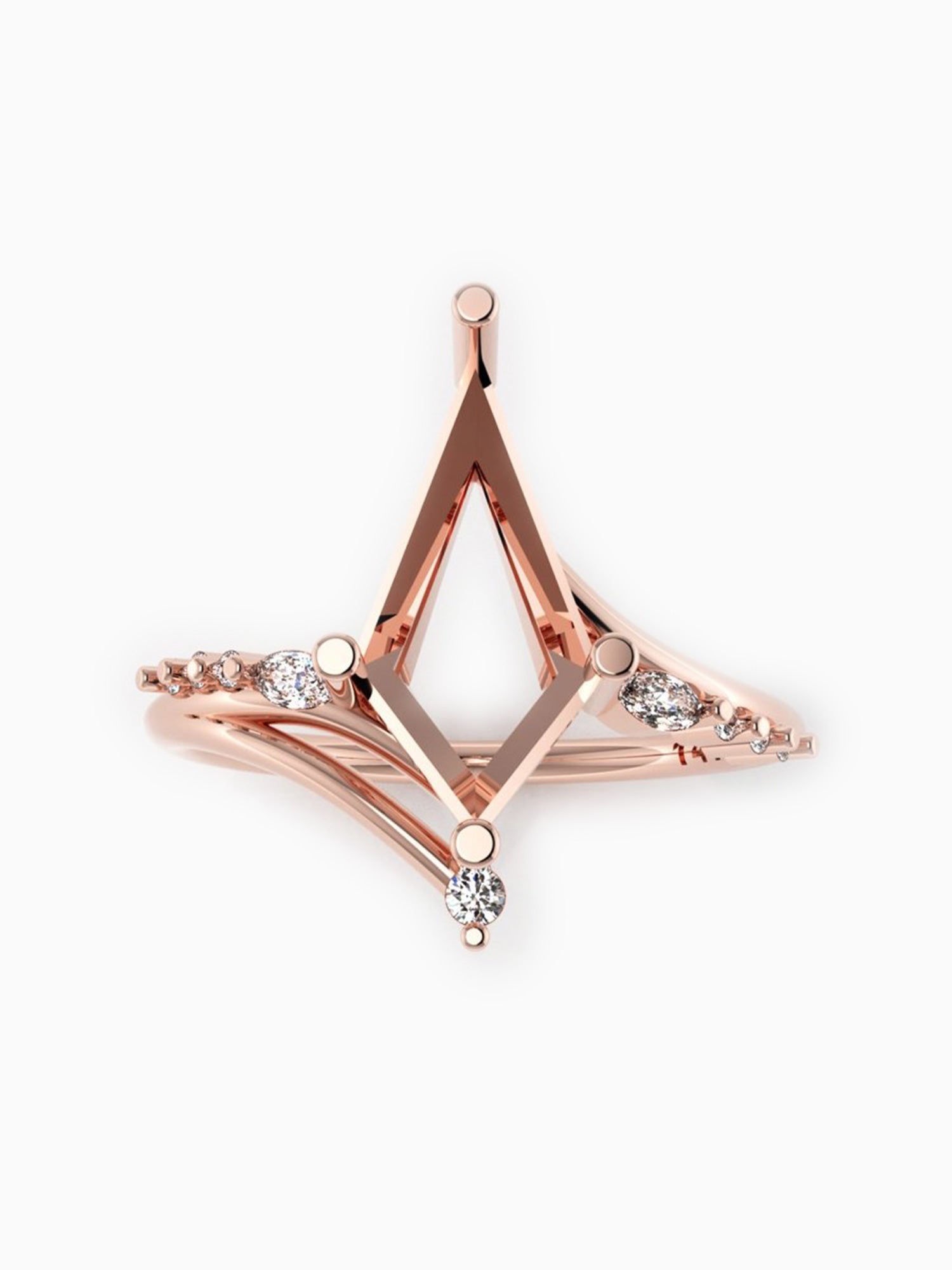 14K Rose gold kite fine jewelry engagement ring wedding ring