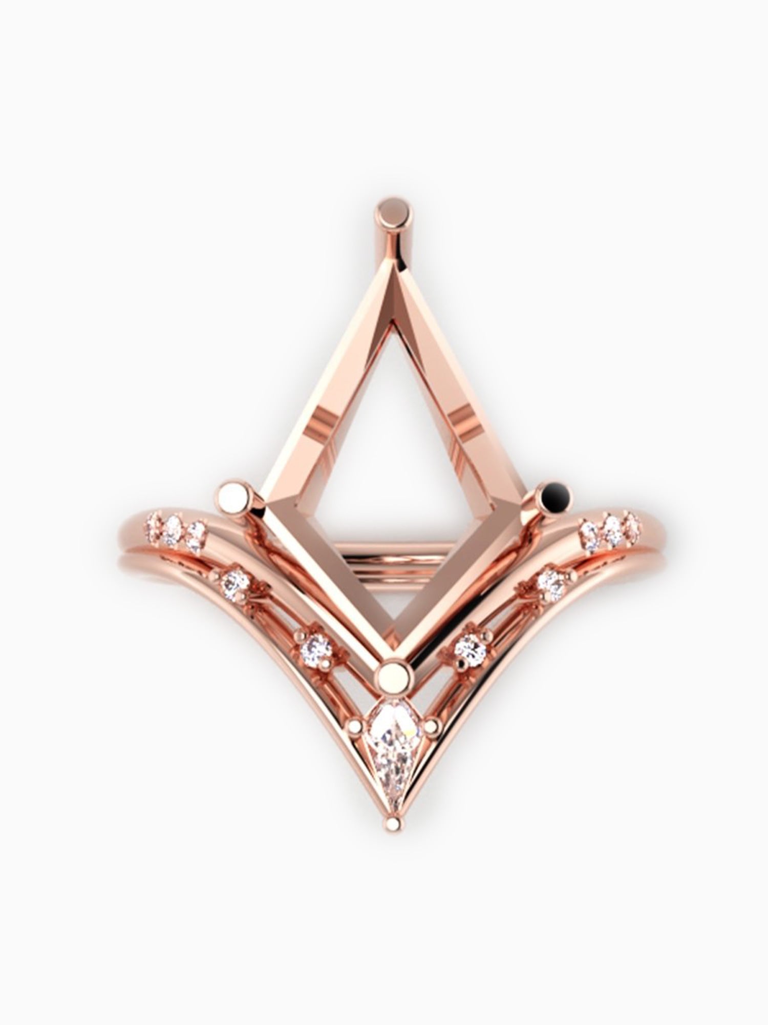 14K Rose Gold Kite engagement ring fine jewelry diamond ring