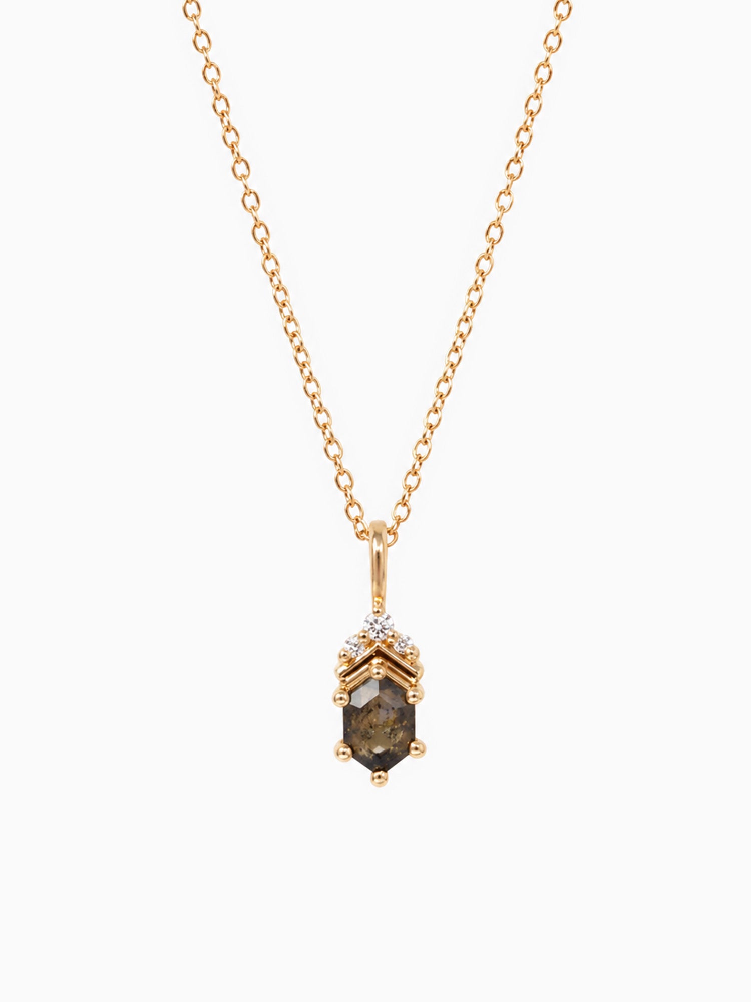 Hexagon salt and pepper diamond necklace daily jewelry