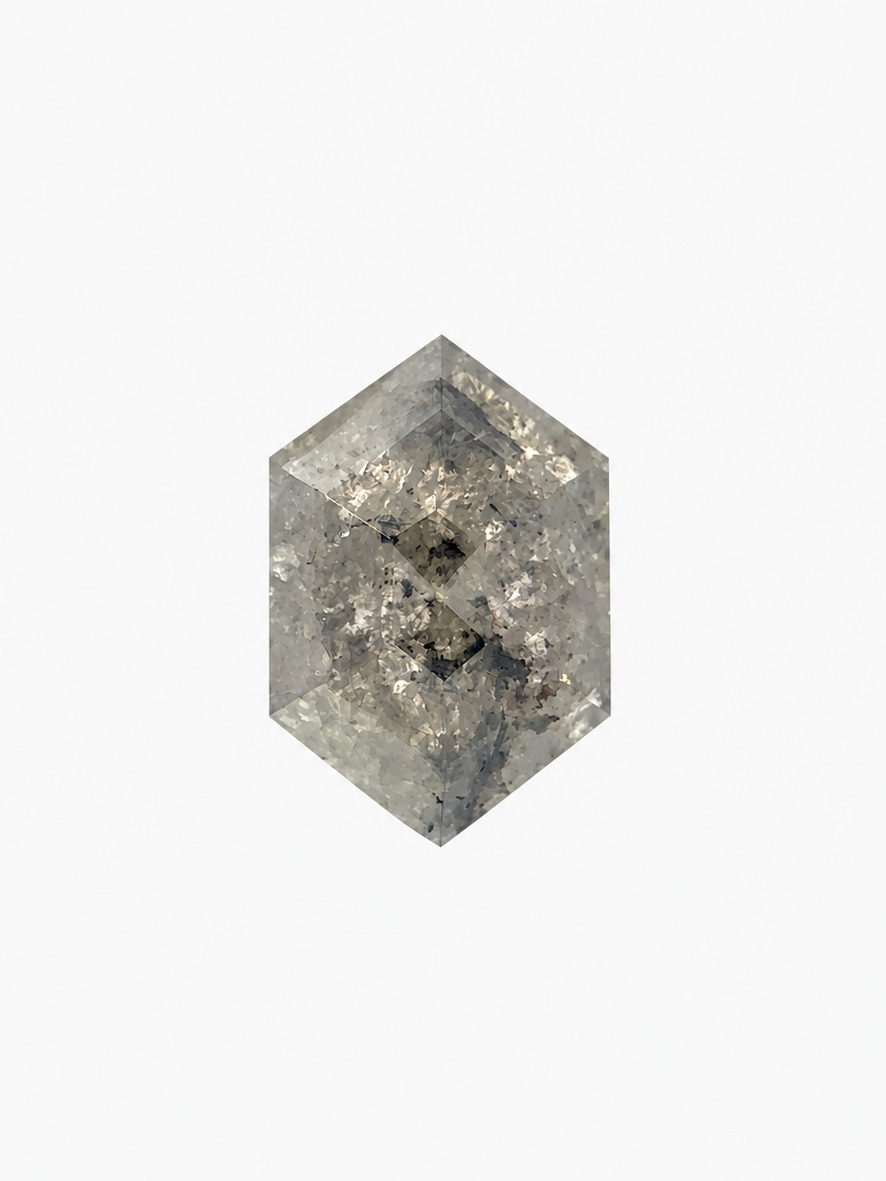 Hexagon salt and pepper diamond loose gemstone 2.11ct