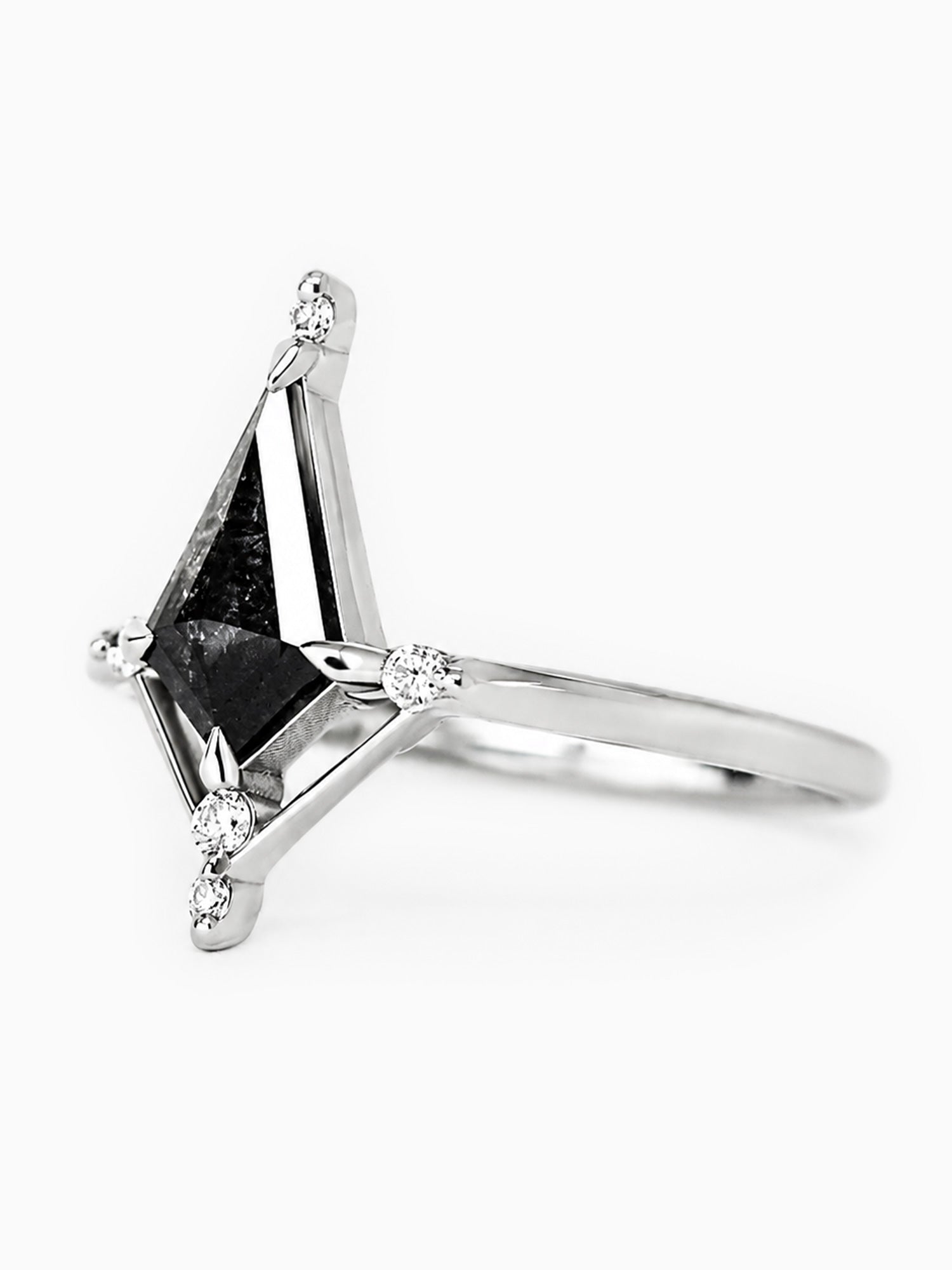 Kite black salt and pepper diamond engagement ring wedding ring diamond fine jewelry