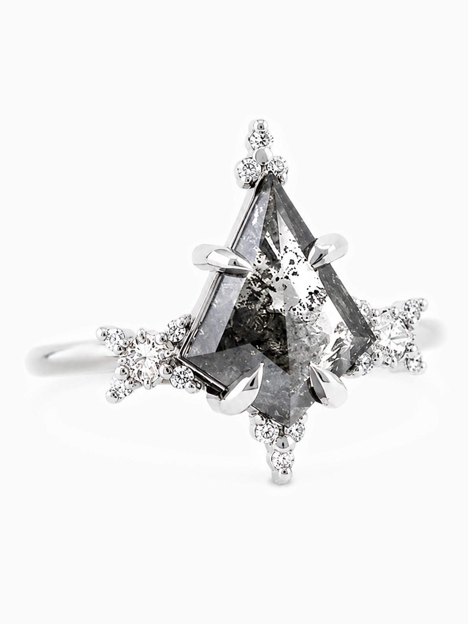 Salt and pepper diamond engagement ring fine jewelry art deco wedding ring art deco architectural ring