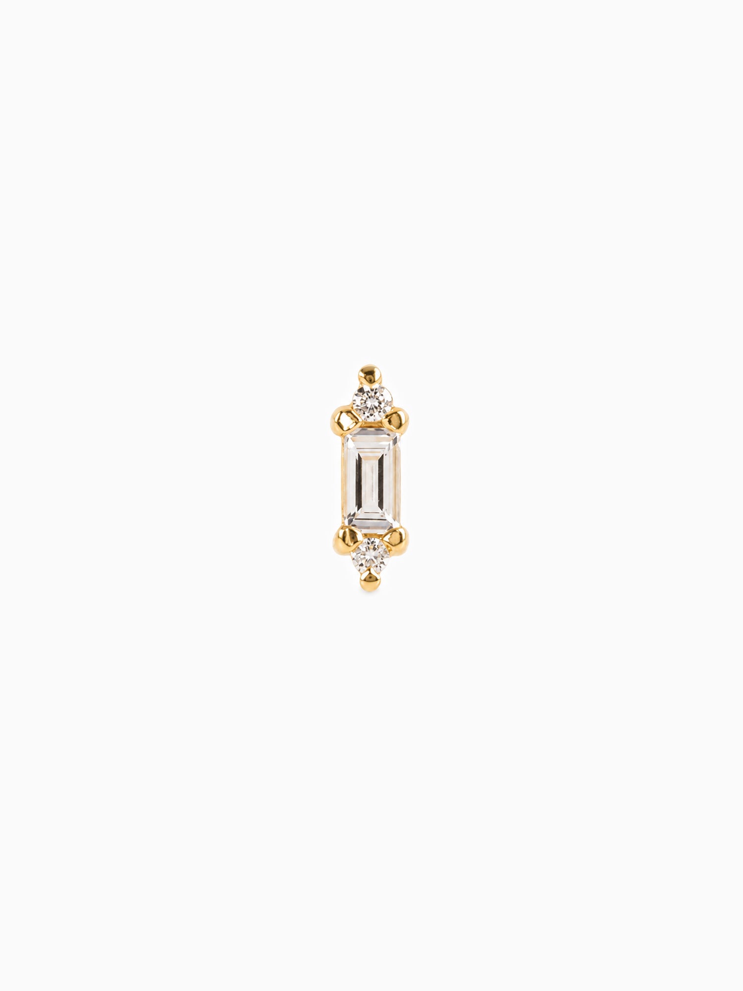 Baguette diamond fine jewelry art deco stud earring