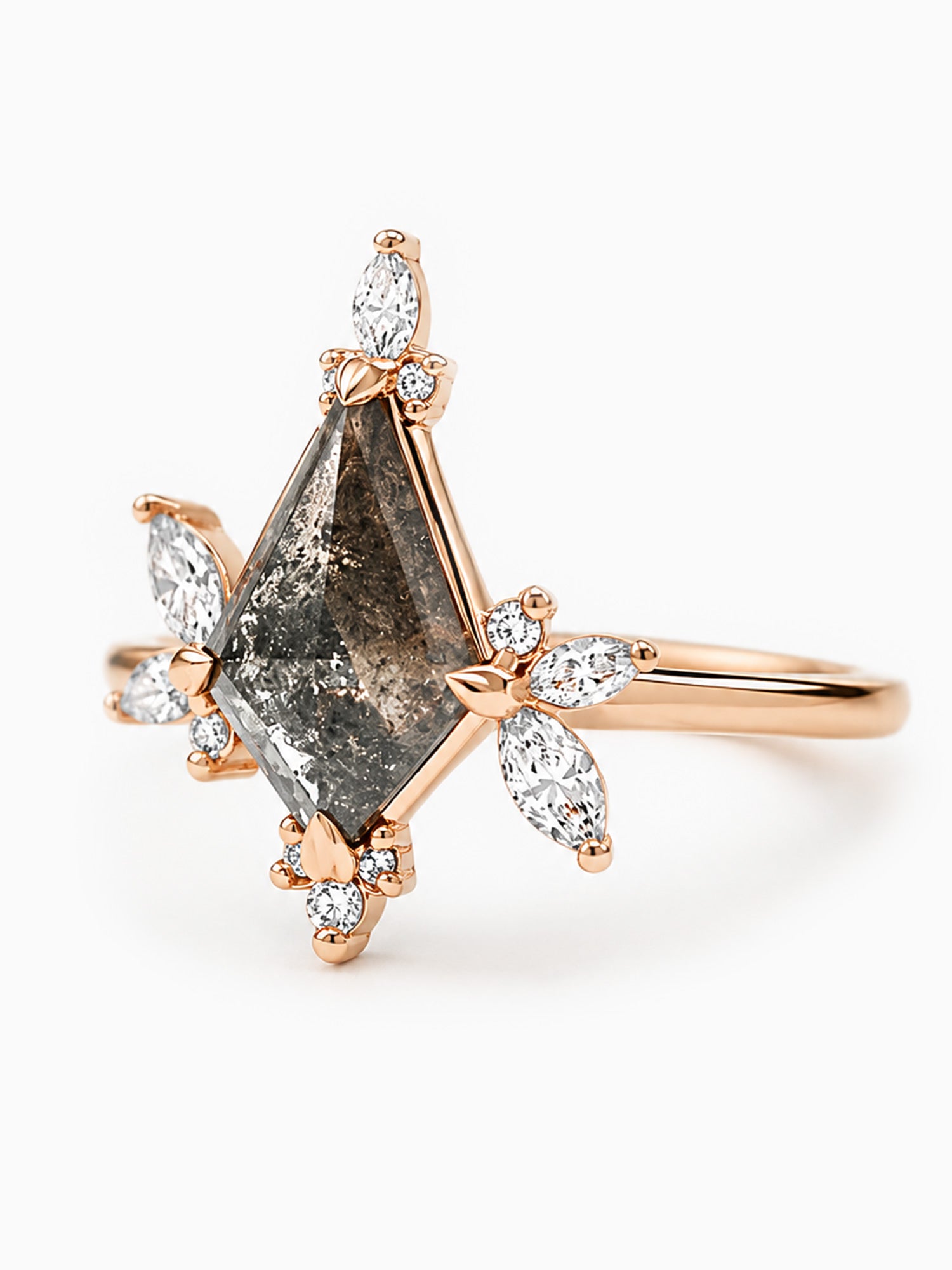 Kite ring 14k rose gold fine jewelry diamond wedding ring