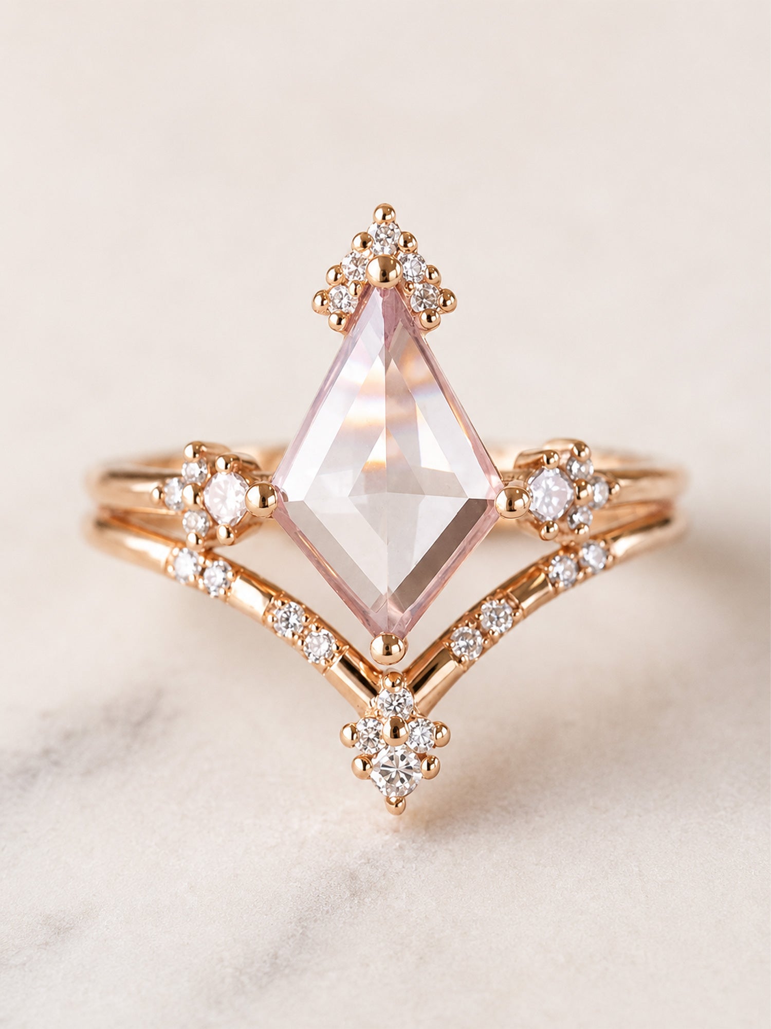 Kite Sapphire engagement ring fine jewelry matching band diamond wedding rings