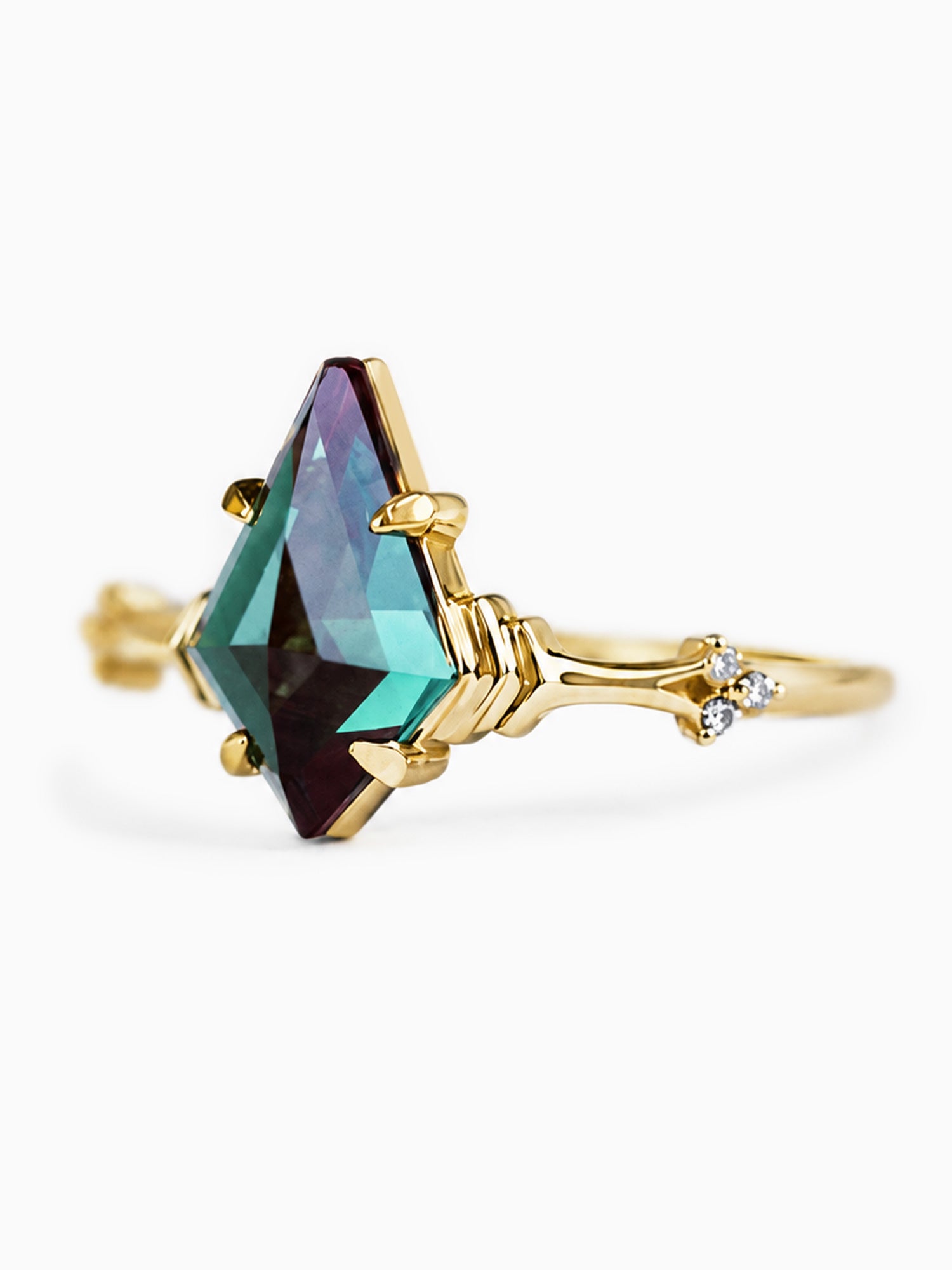 Kite Alexandrite engagement ring 14k yellow gold diamond fine jewelry wedding ring