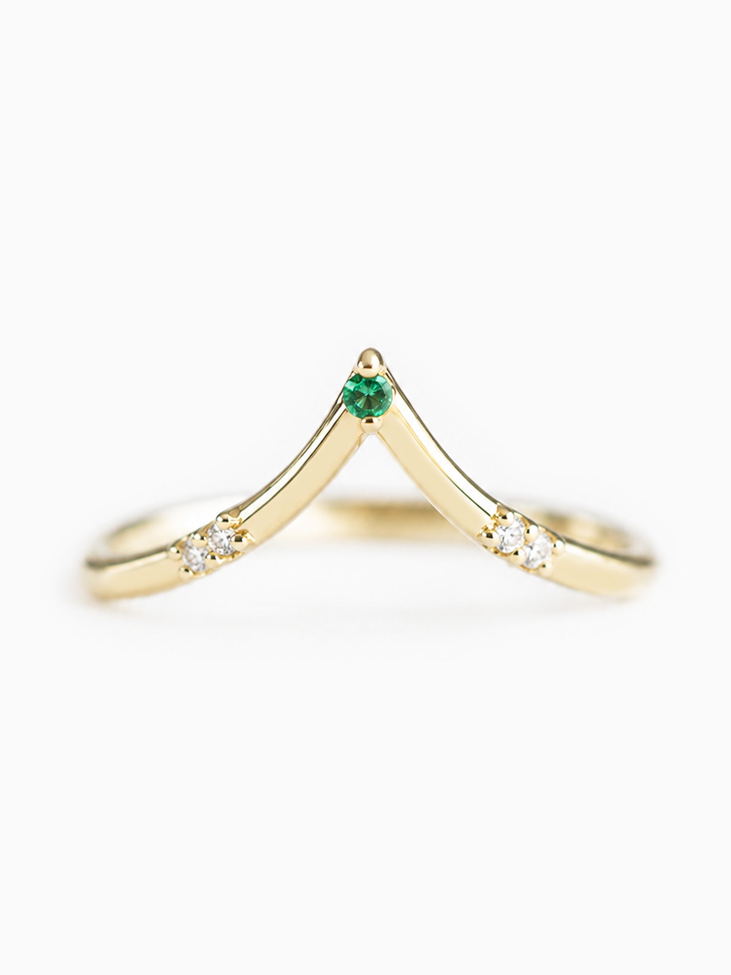 Emerald wedding ring stacking band