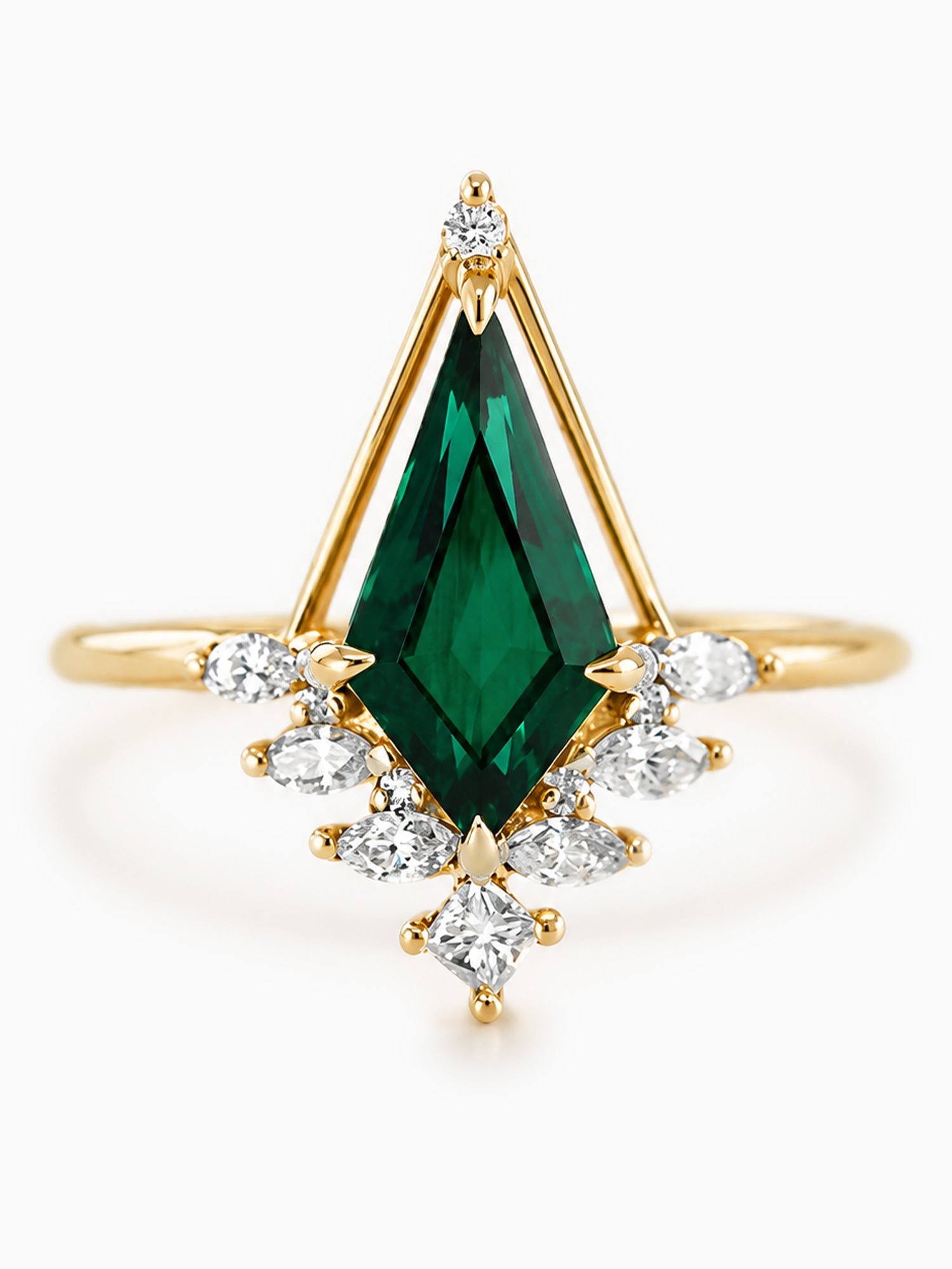 Kite Emerald engagement ring diamond wedding ring