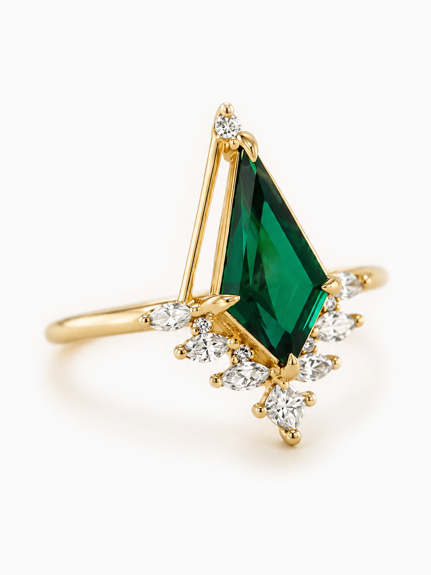 Kite Emerald engagement ring fine jewelry wedding ring diamond unique ring