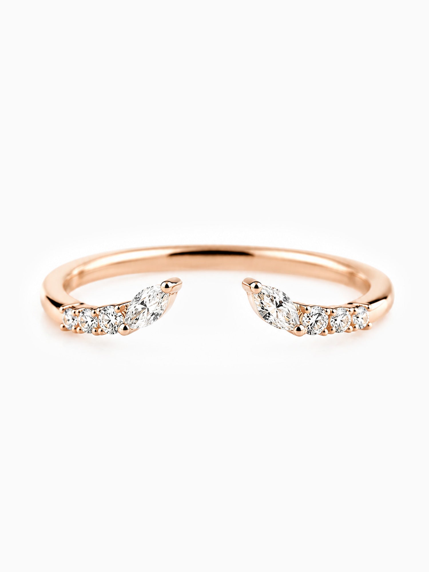 Diamond open band unique wedding stacking rings fine jewelry 14k rose gold