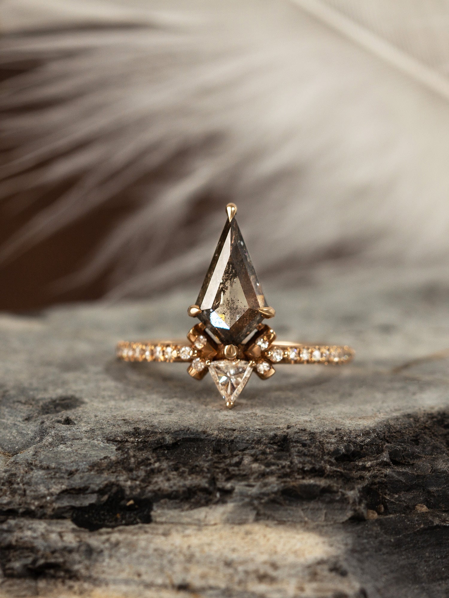 14k rose gold diamond wedding ring kite elongated fine jewelry diamond engagement ring