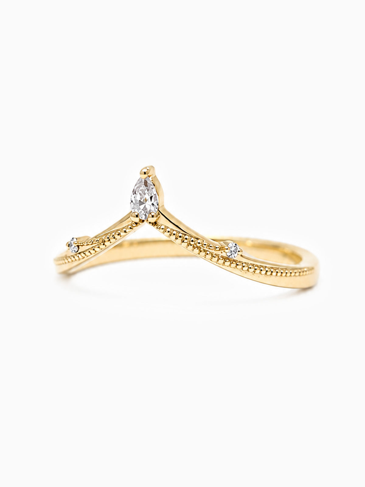 Pear White Dimond matching band layered diamond band fine jewelry 14K Yellow gold fine jewelry chevron band