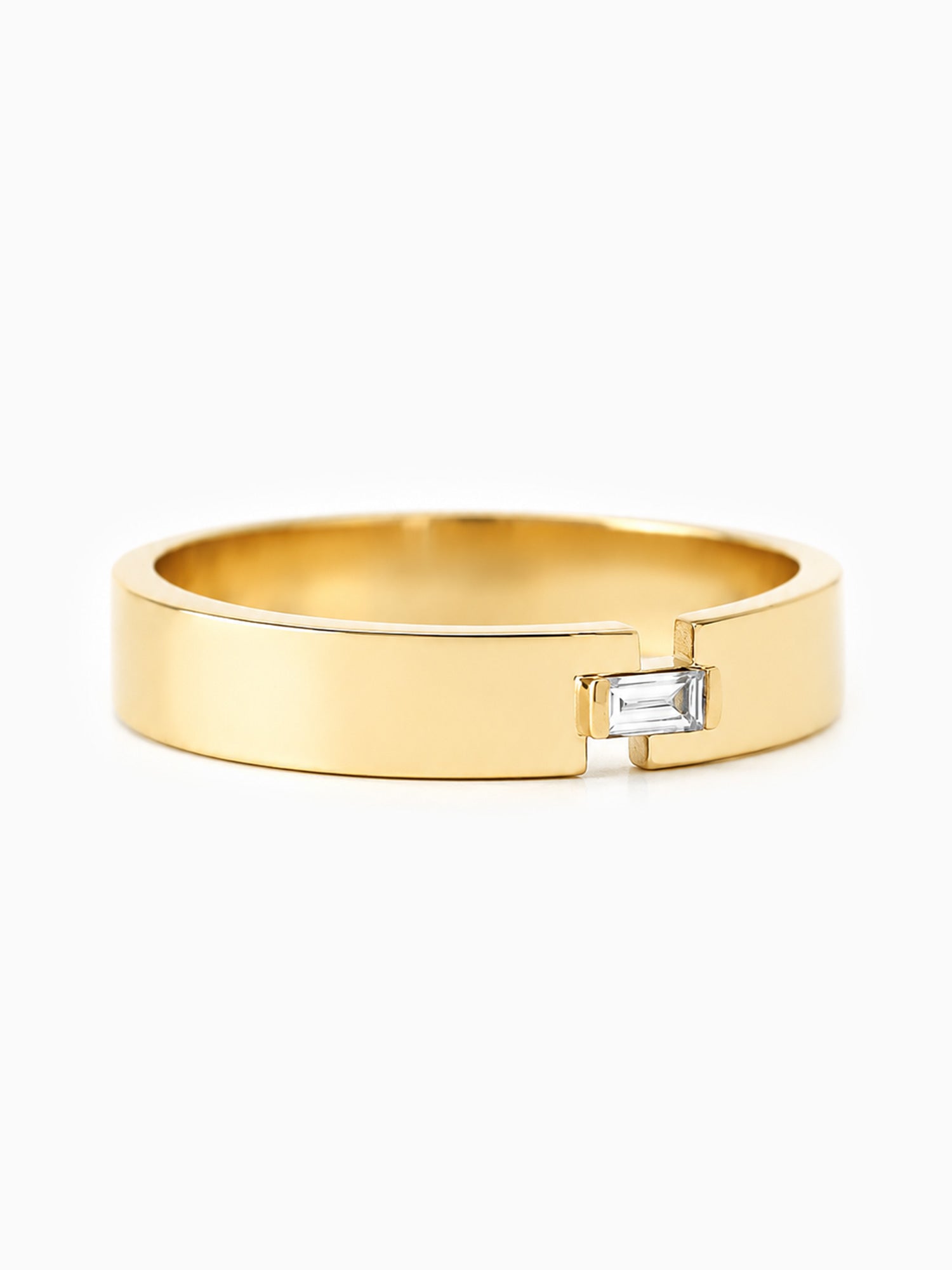 diamond wedding ring unique modern architectural fine jewelry 14k yellow gold ring