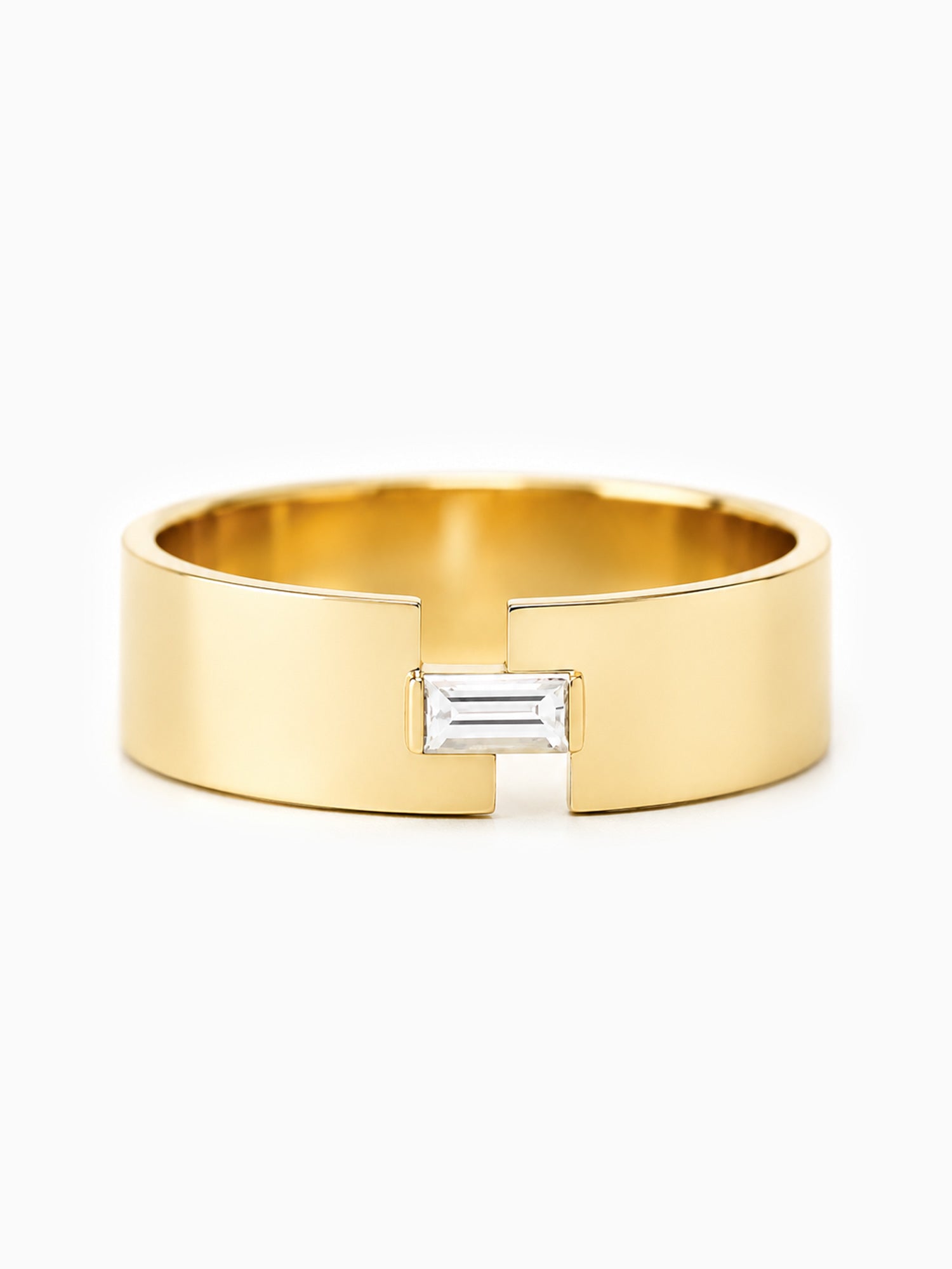14k yellow gold ring wedding band architectural fine jewelry art deco