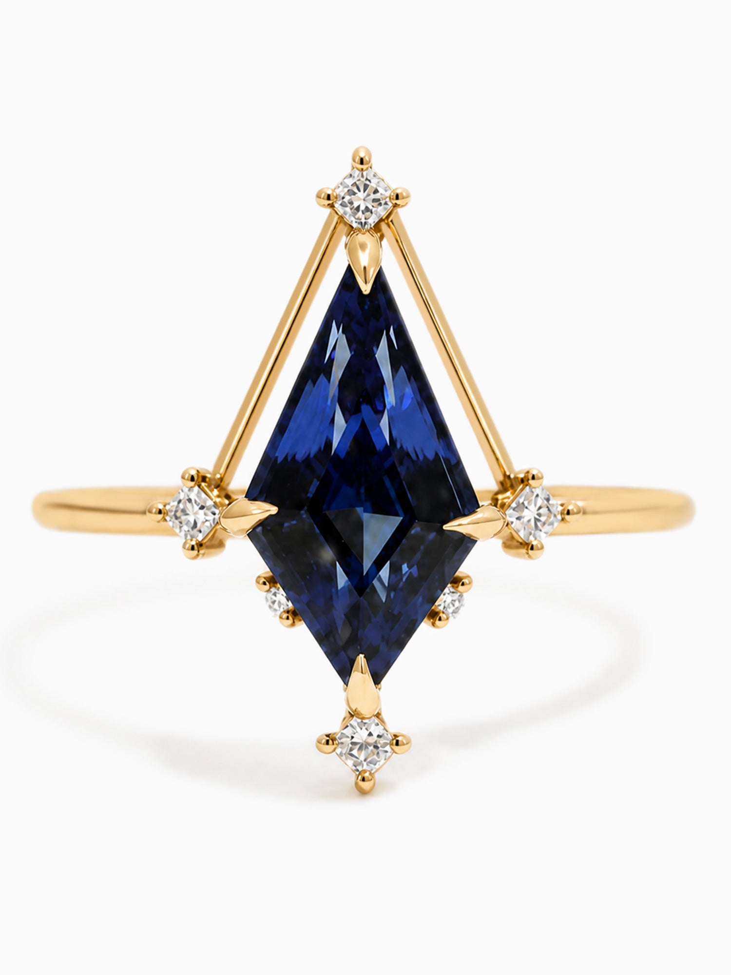 Blue sapphire engagement ring kite wedding ring diamond fine jewelry alternative wedding ring