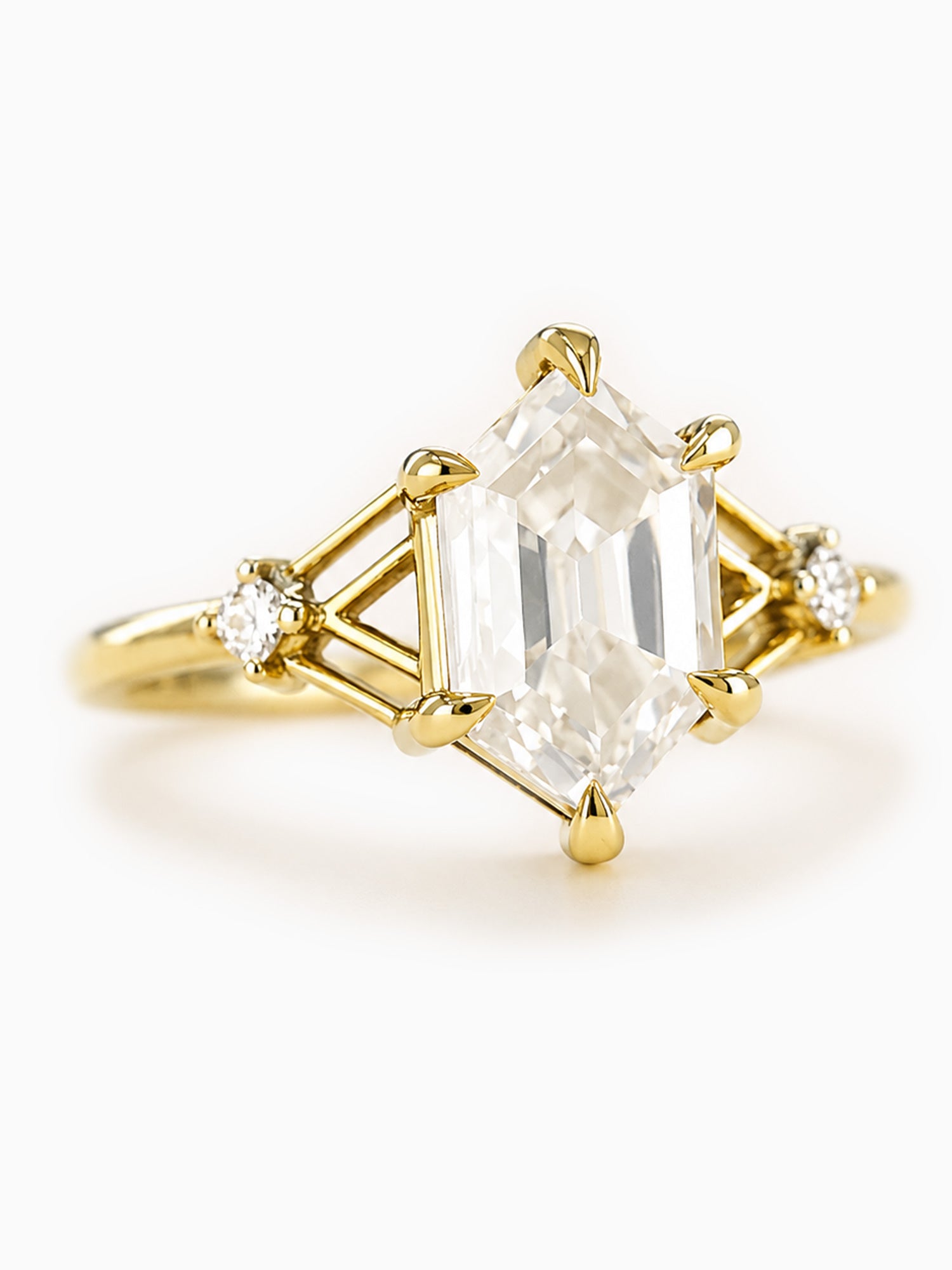 Hexagon moissanite engagement ring fine jewelry proposal ring