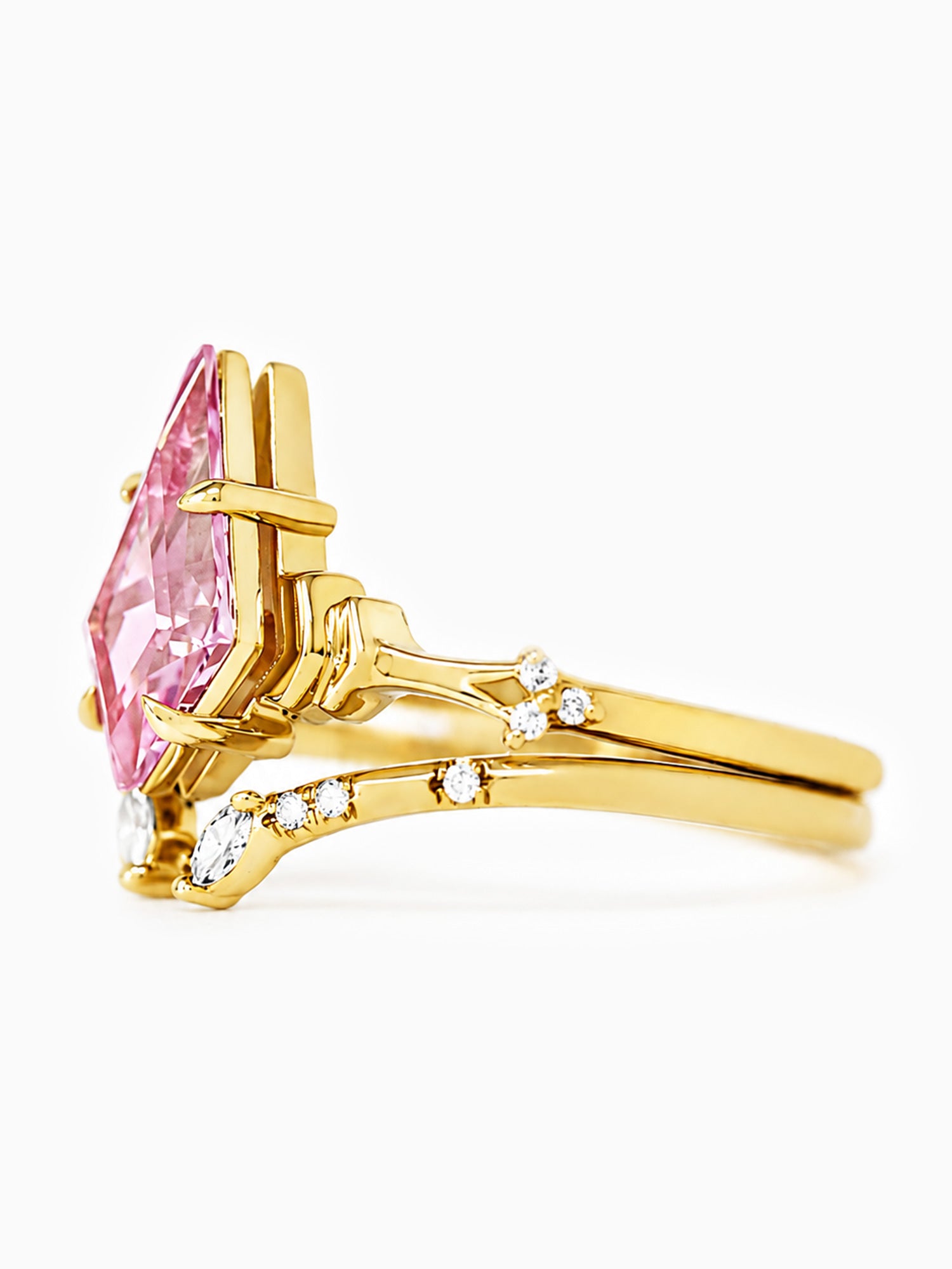 Kite pink sapphire engagement ring fine jewelry modern art deco rings