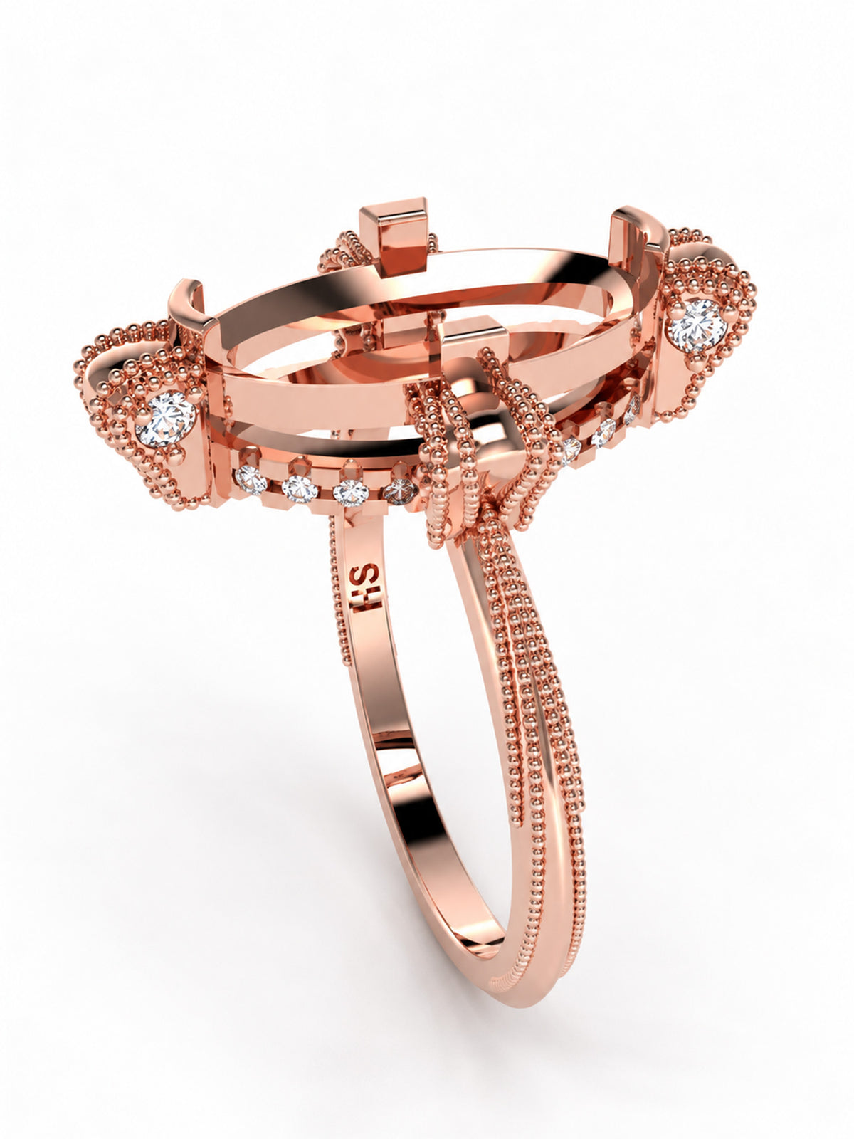 Milgrain engagement ring wedding ring diamond fine jewelry designer jewelry bridal jewelry 14k rose gold ring