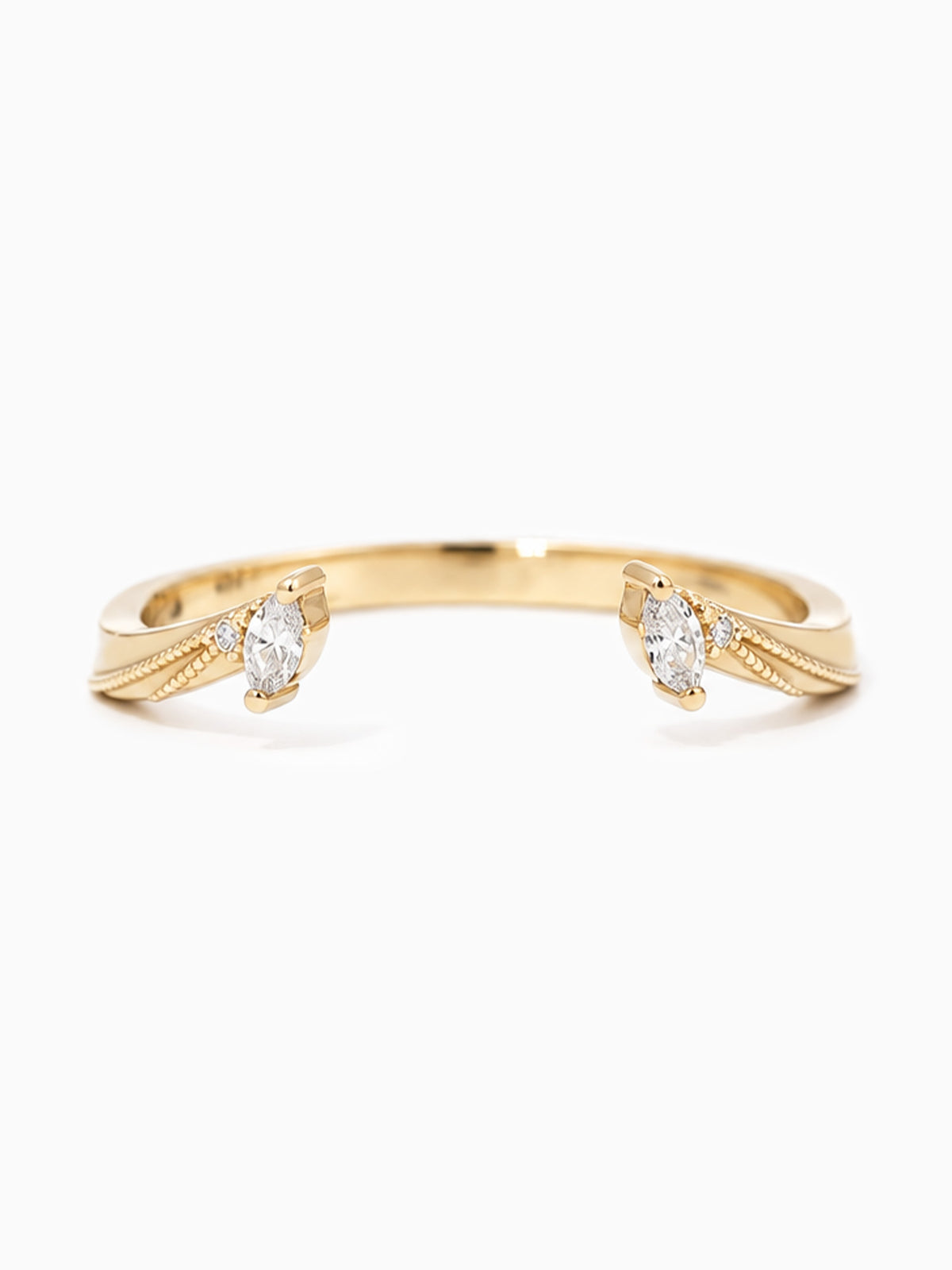 Marquise Diamond Open Band 14k Yellow gold diamond matching band layered band stacking ring unique open band