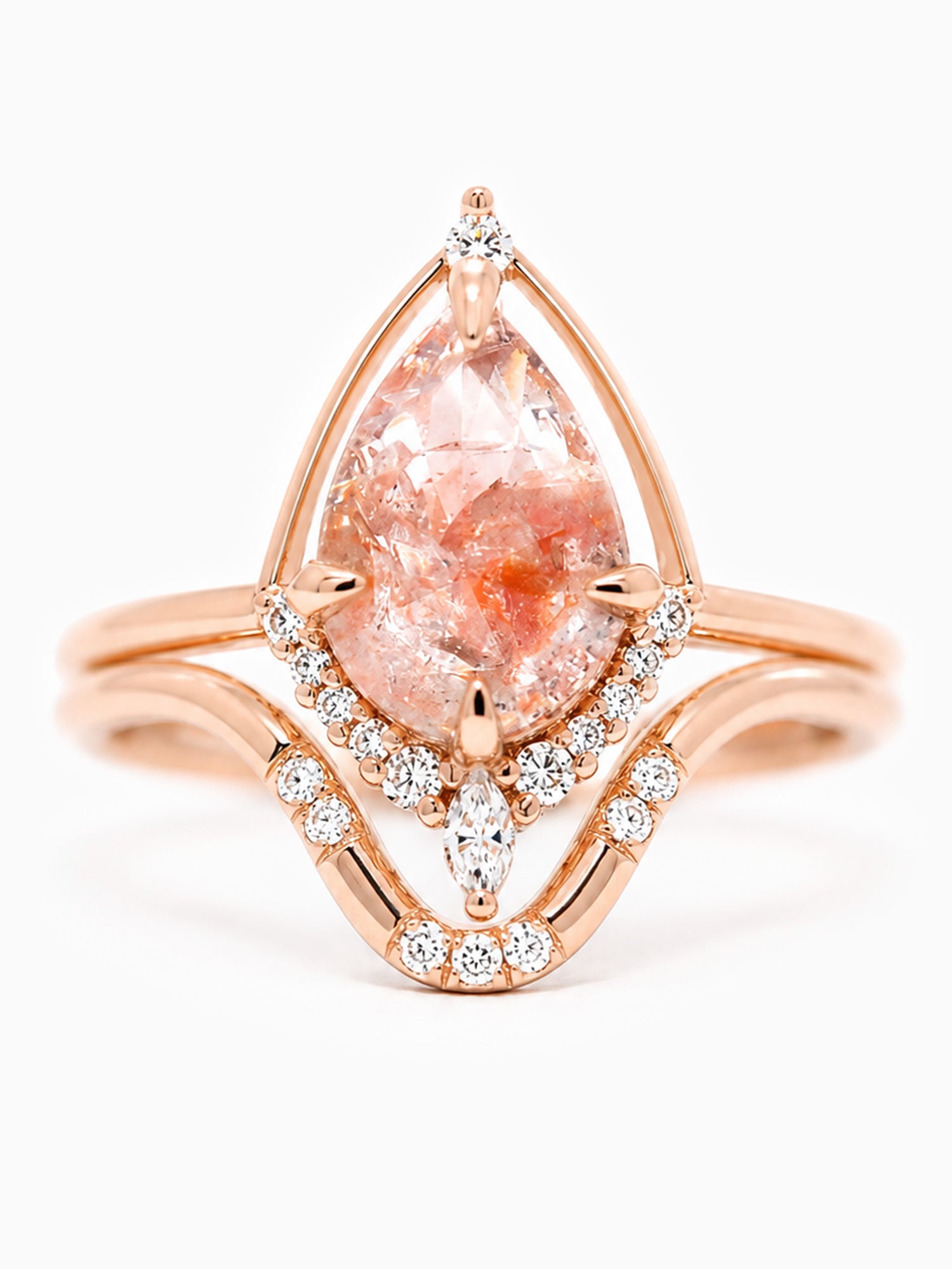 Rose Salt and pepper diamond engagement ring set wedding ring rose cut diamond