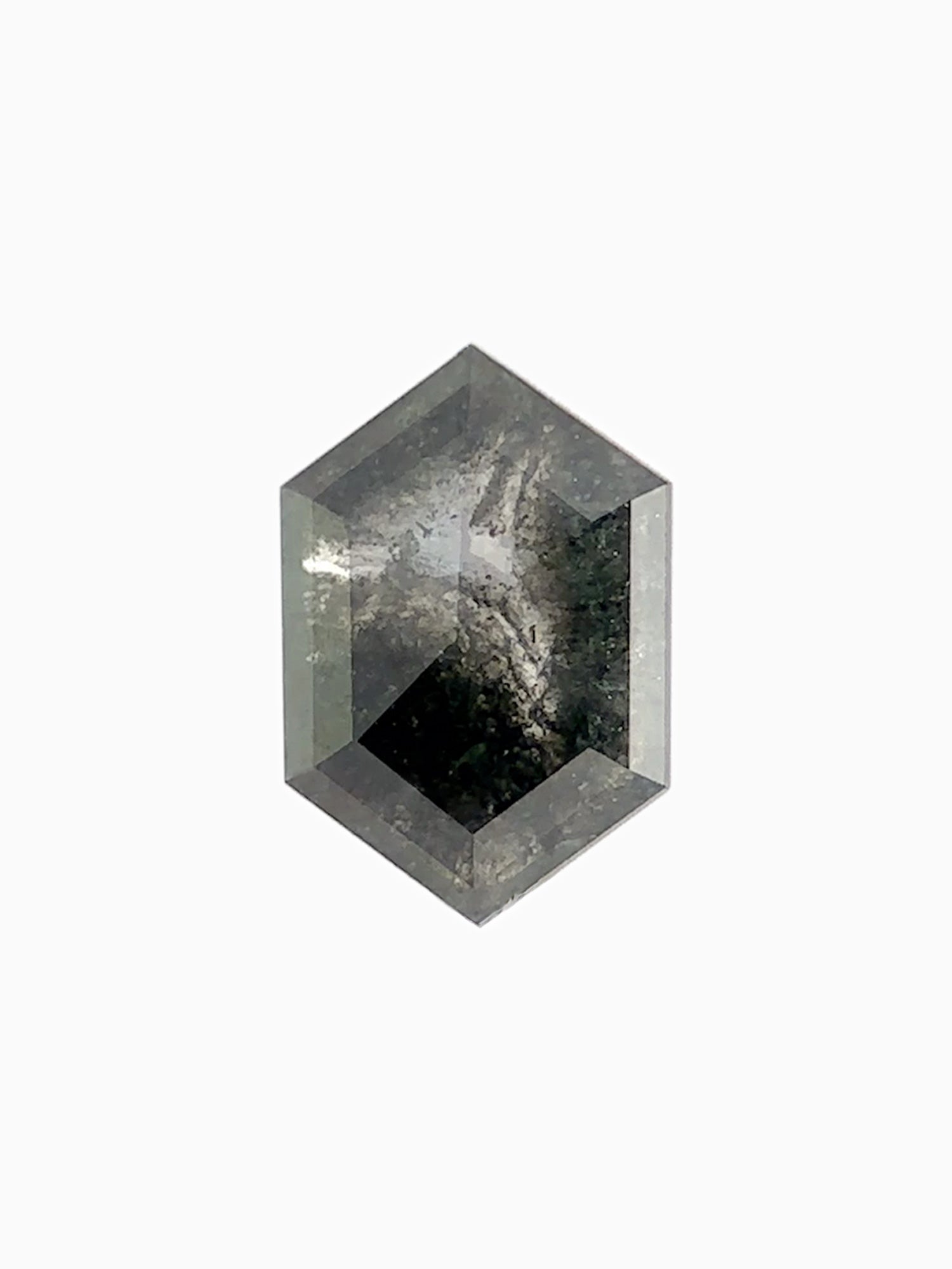 Hexagon salt and pepper diamond loose gemstone rose cut