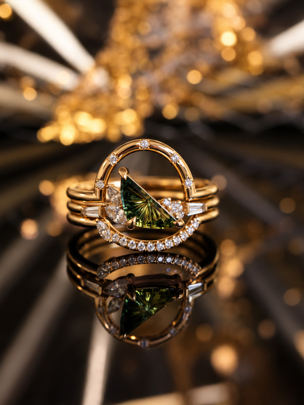 parti sapphire engagement ring fine jewelry stacking rings wedding bands diamond layered fine jewelry 14k yellow gold celeste rings